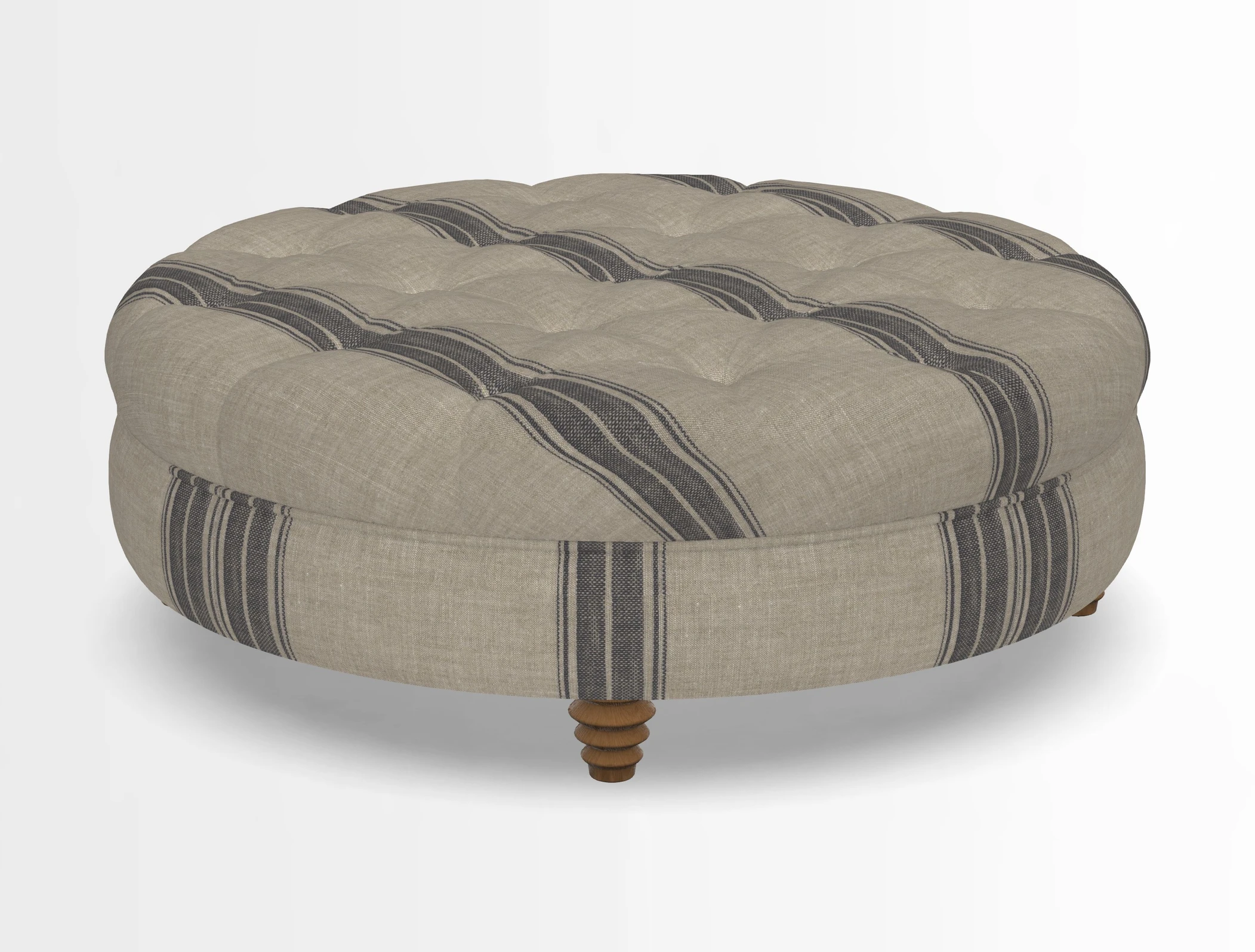 Helmsley Round Footstool in Linwood Omega Velvet Navy
