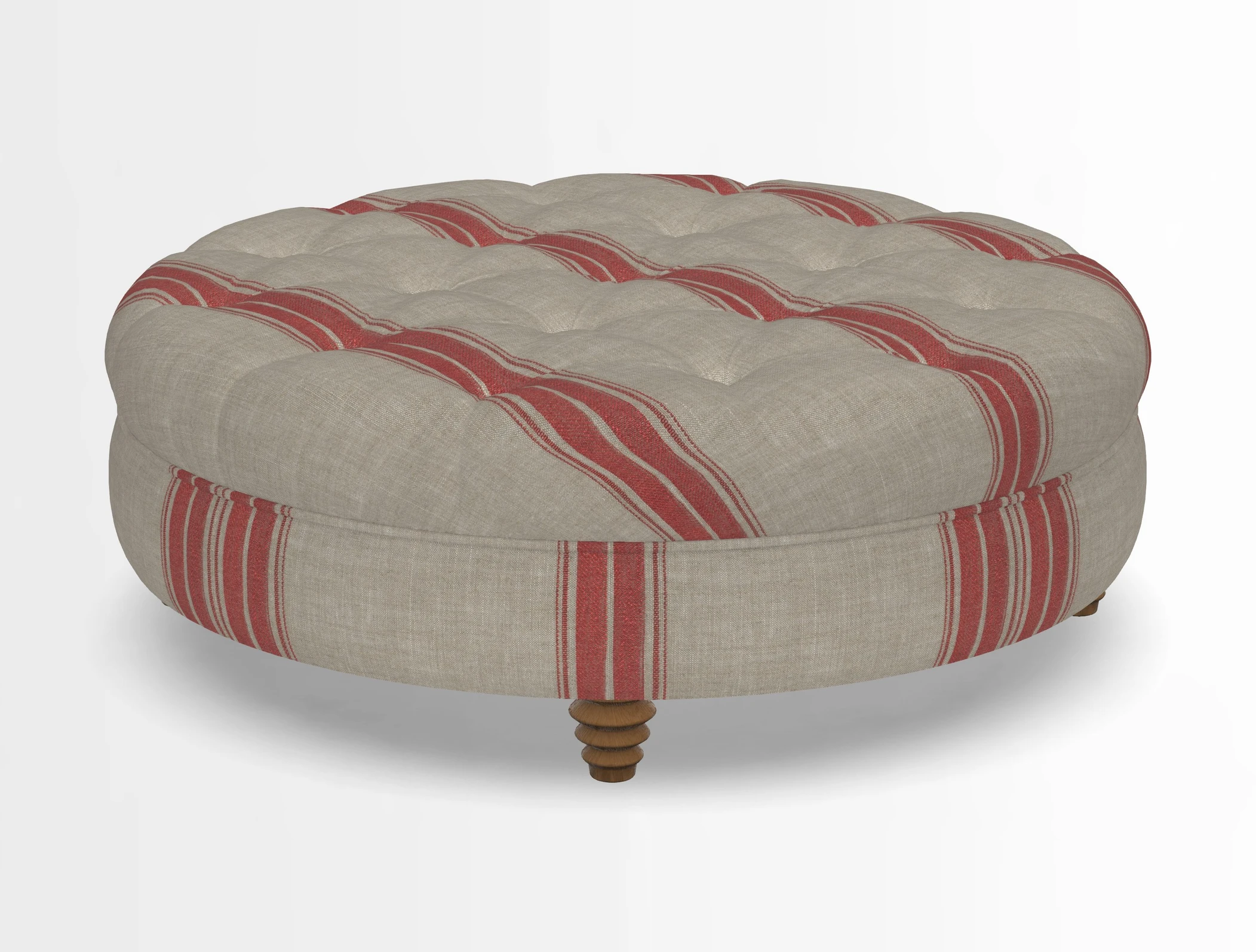 Helmsley Round Footstool in Linwood Omega Velvet Navy