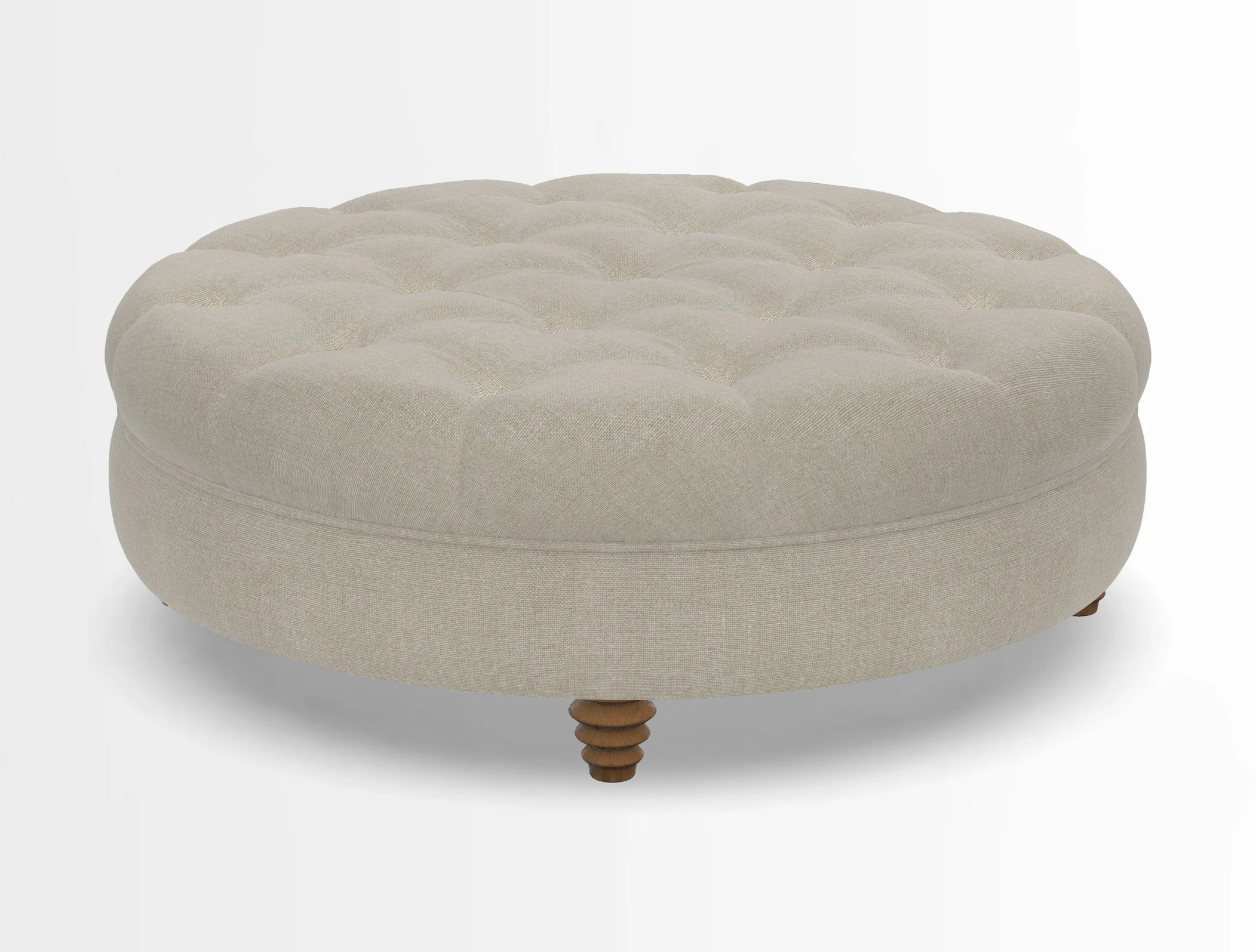 Helmsley Round Footstool in Linwood Omega Velvet Navy