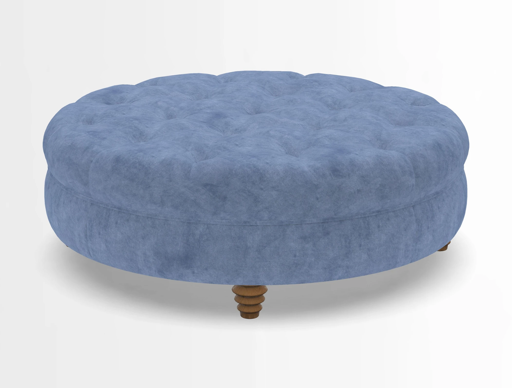 Helmsley Round Footstool in Linwood Omega Velvet Navy