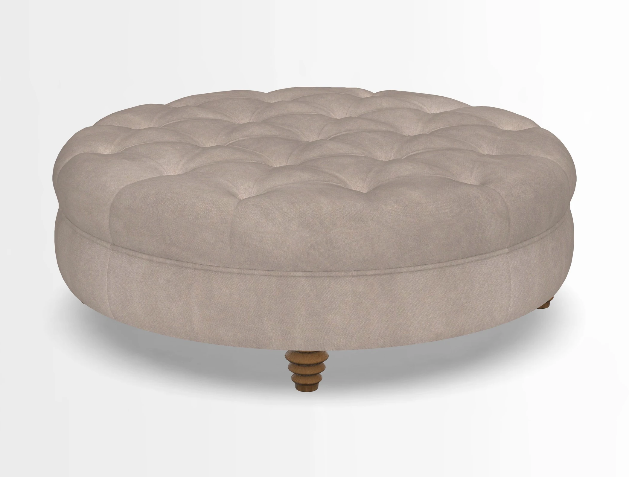 Helmsley Round Footstool in Linwood Omega Velvet Navy