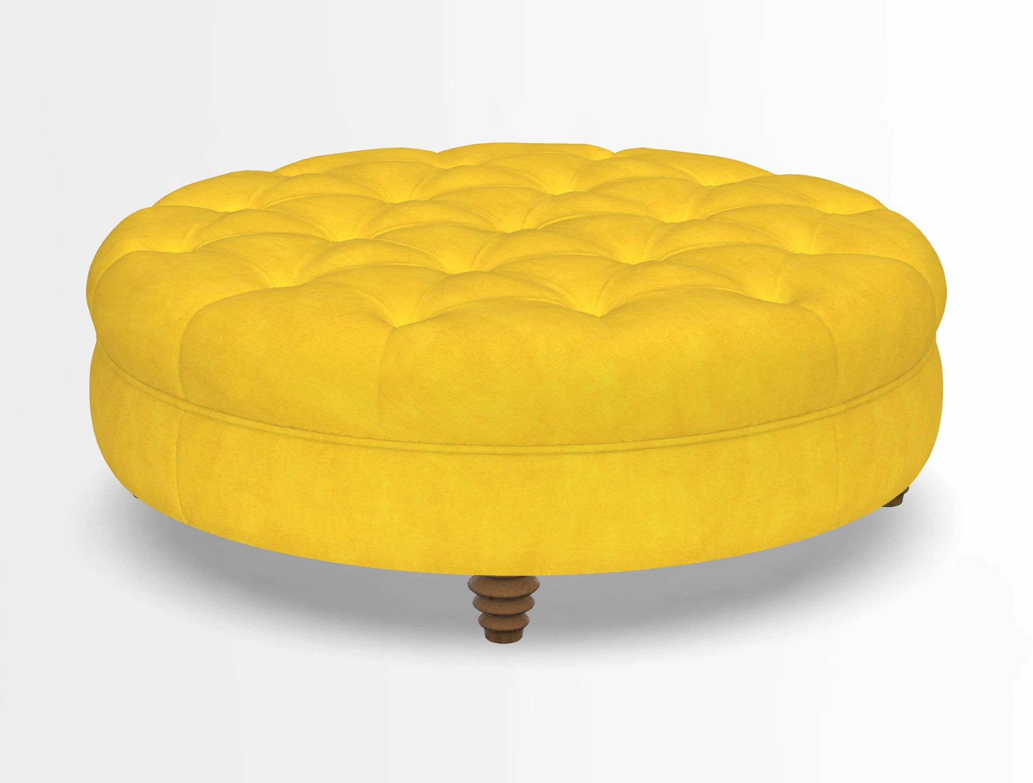Helmsley Round Footstool in Linwood Omega Velvet Navy