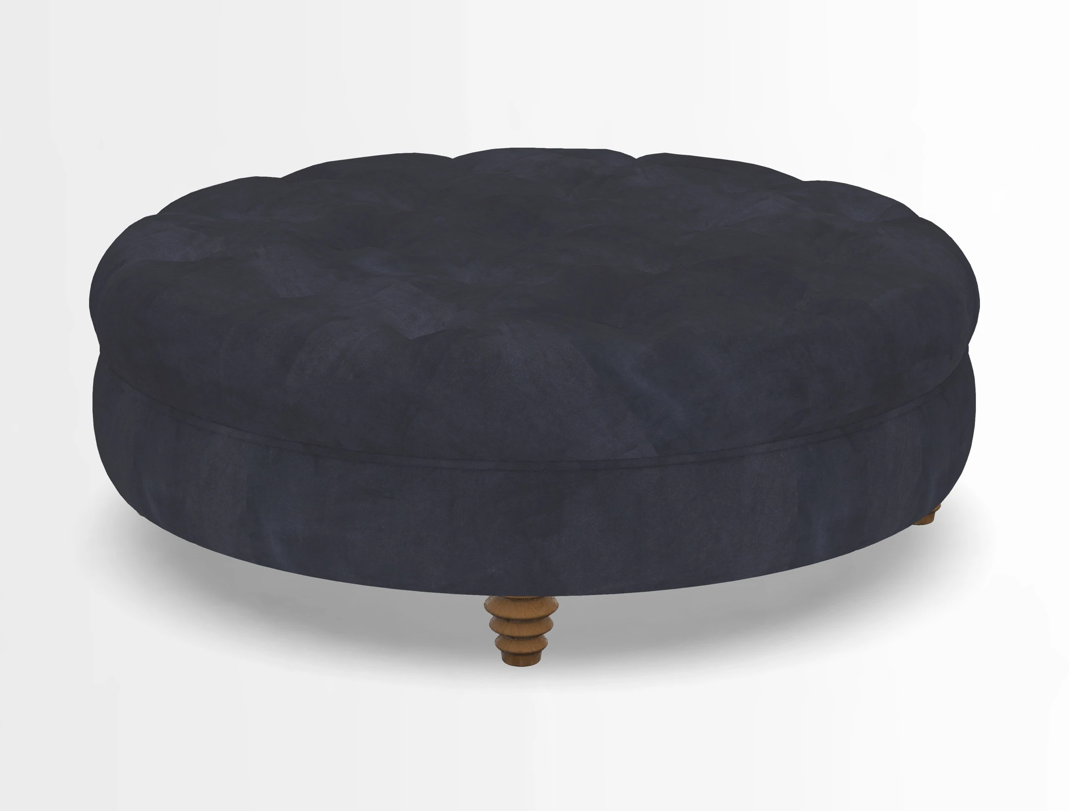 Helmsley Round Footstool in Linwood Omega Velvet Navy