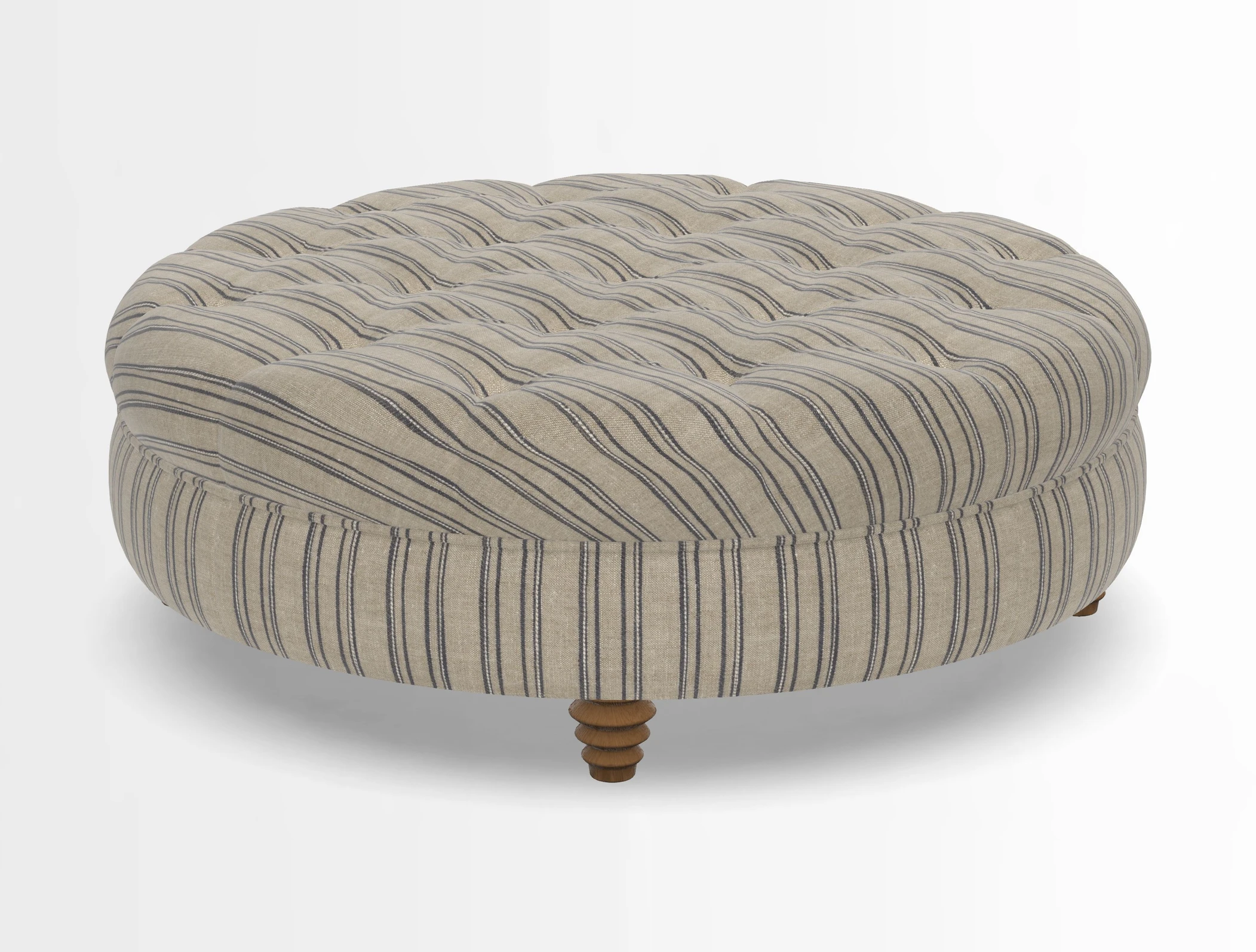 Helmsley Round Footstool in Linwood Omega Velvet Navy