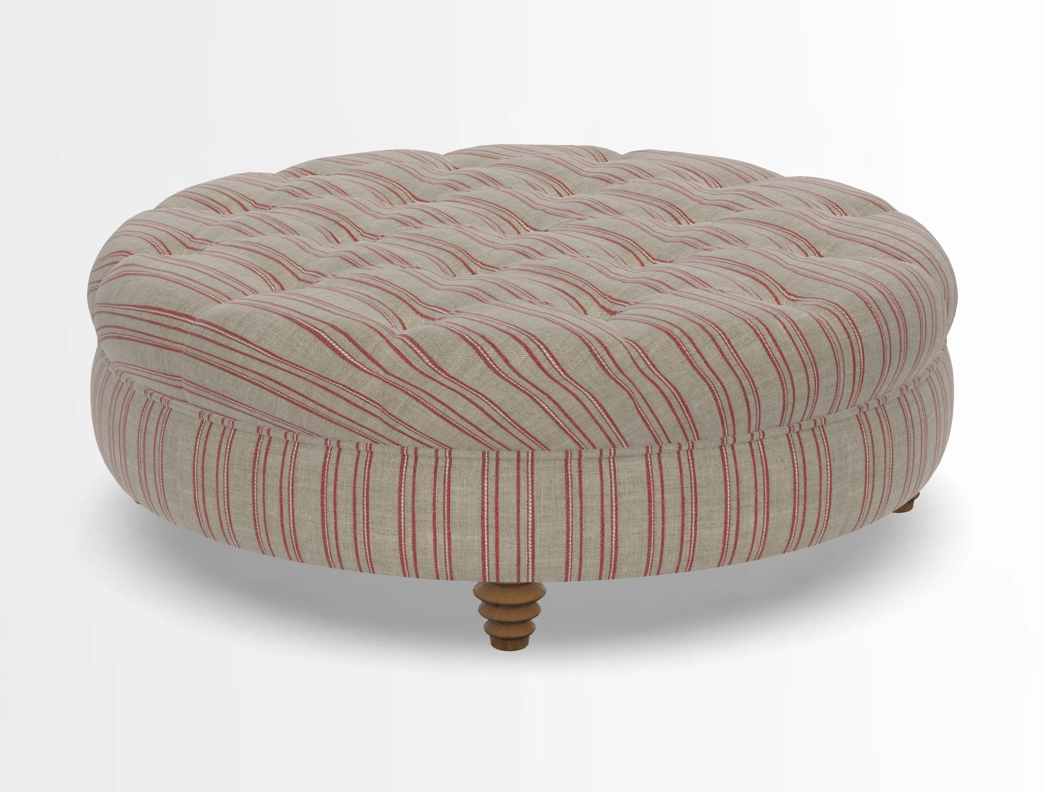 Helmsley Round Footstool in Linwood Omega Velvet Navy
