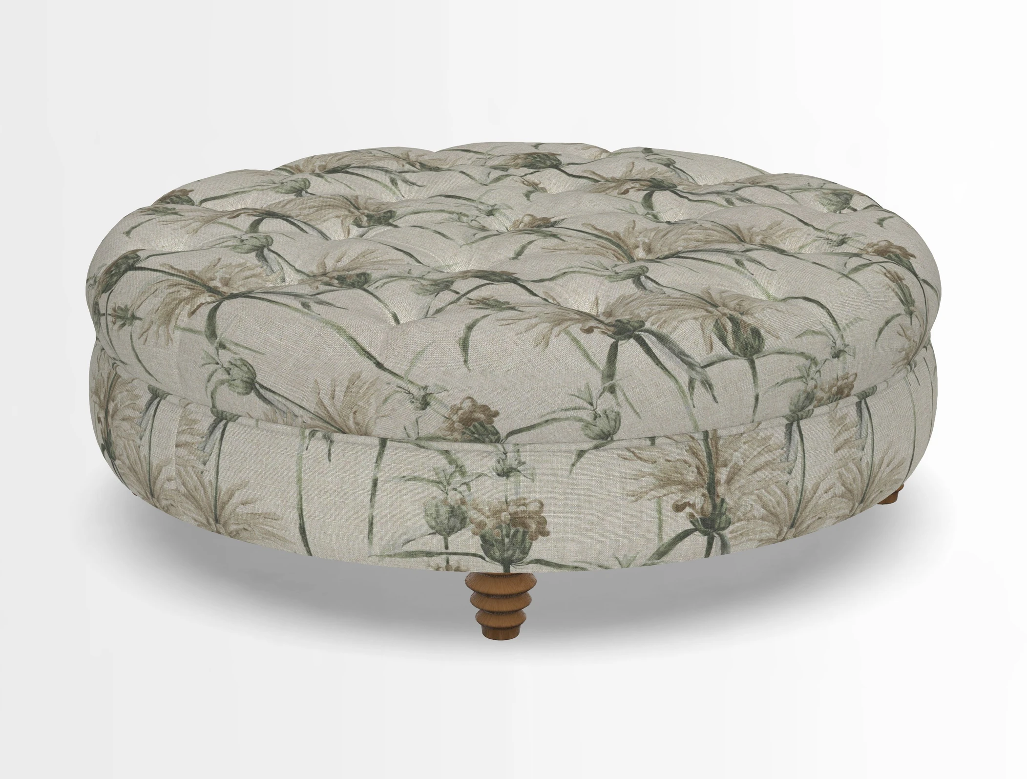 Helmsley Round Footstool in Linwood Omega Velvet Navy