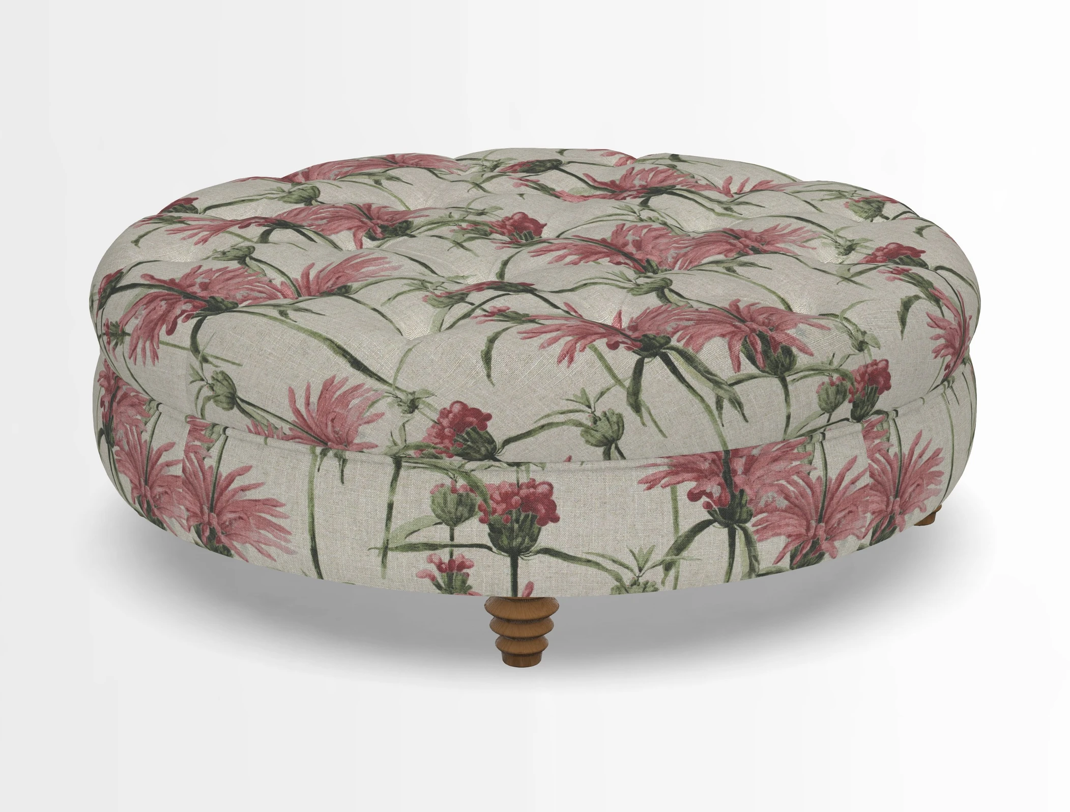 Helmsley Round Footstool in Linwood Omega Velvet Navy