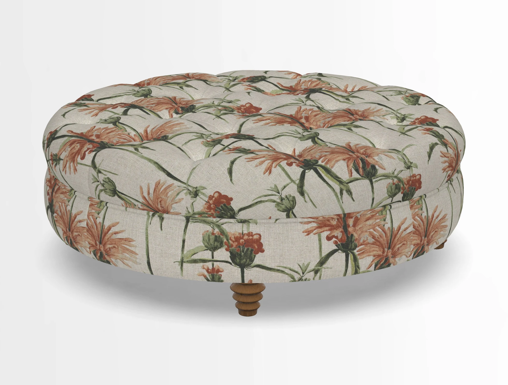 Helmsley Round Footstool in Linwood Omega Velvet Navy