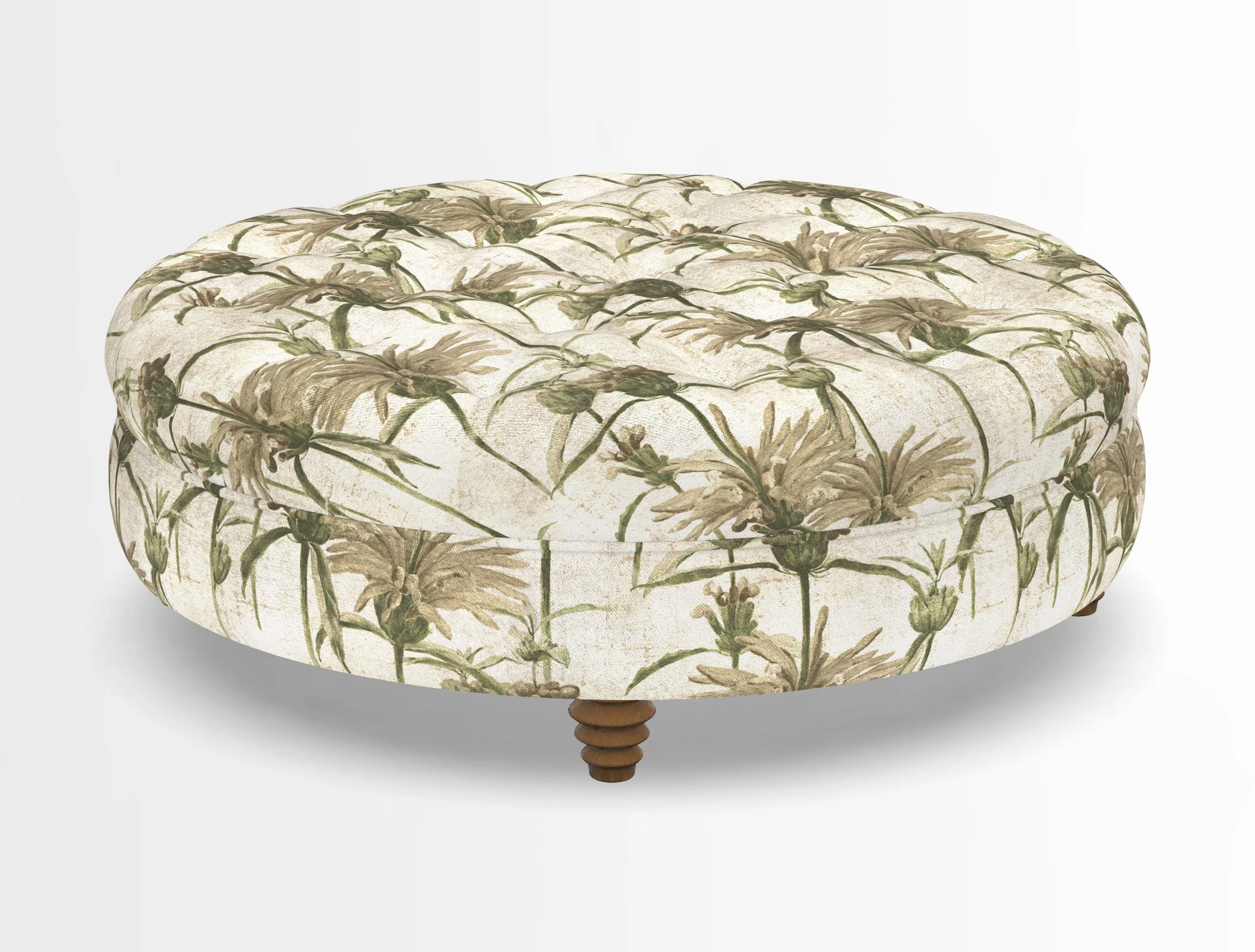 Helmsley Round Footstool in Linwood Omega Velvet Navy