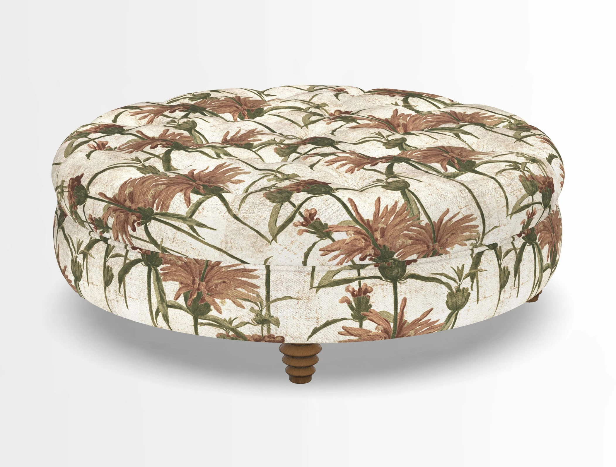 Helmsley Round Footstool in Linwood Omega Velvet Navy