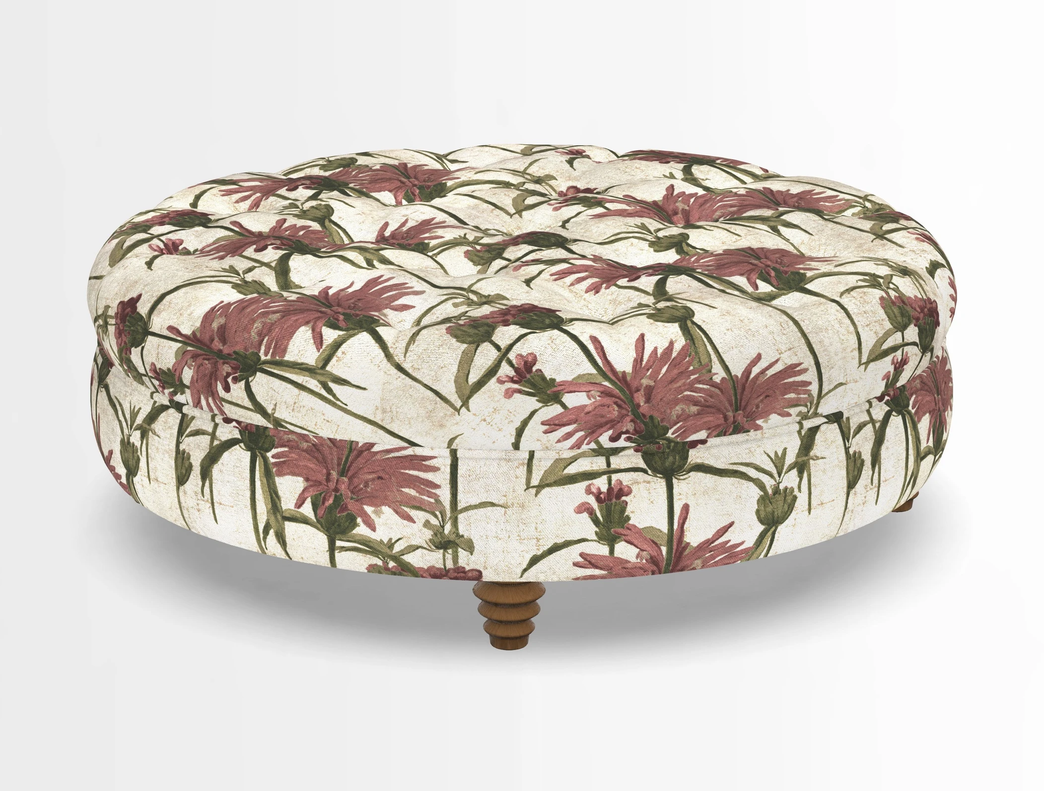 Helmsley Round Footstool in Linwood Omega Velvet Navy
