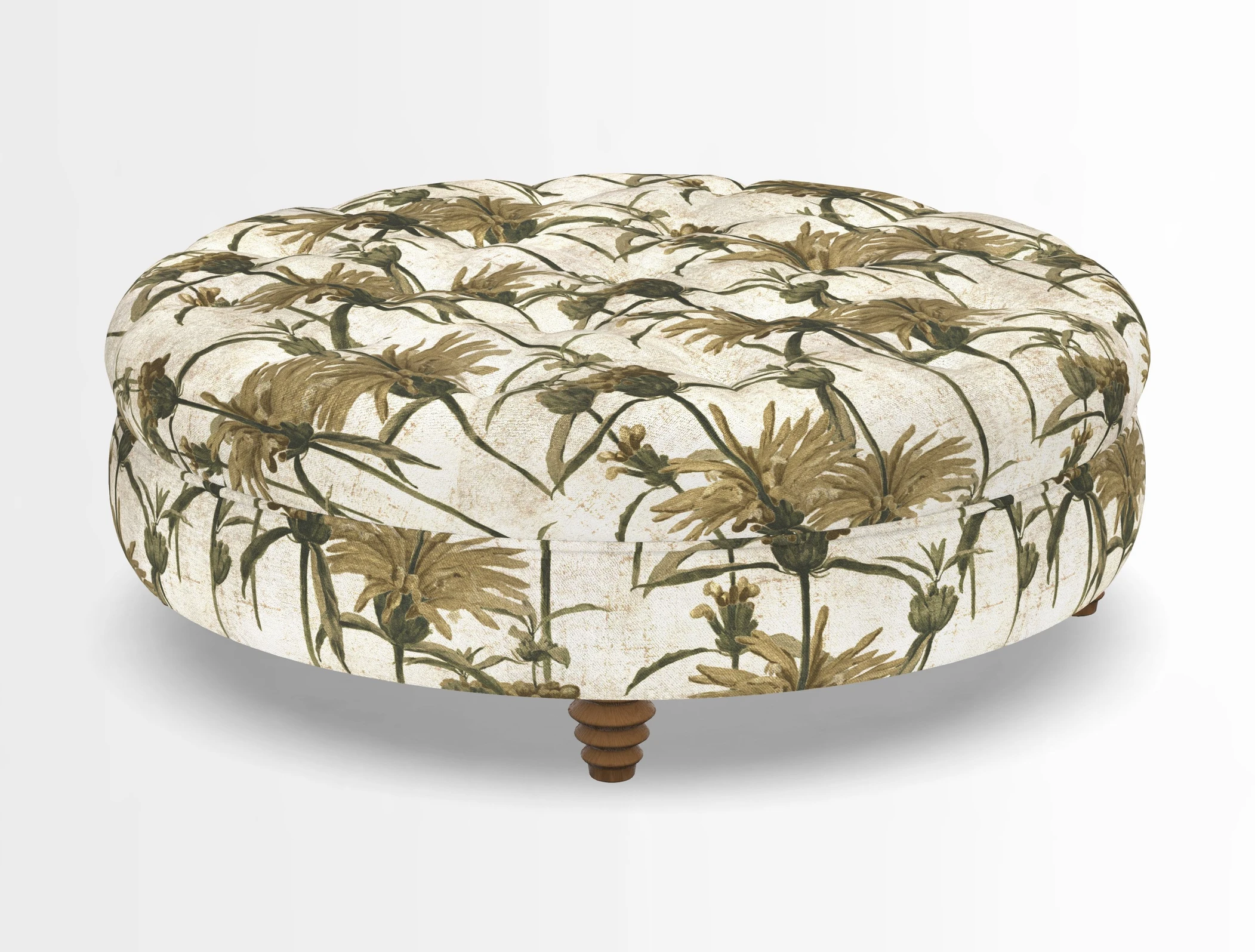 Helmsley Round Footstool in Linwood Omega Velvet Navy