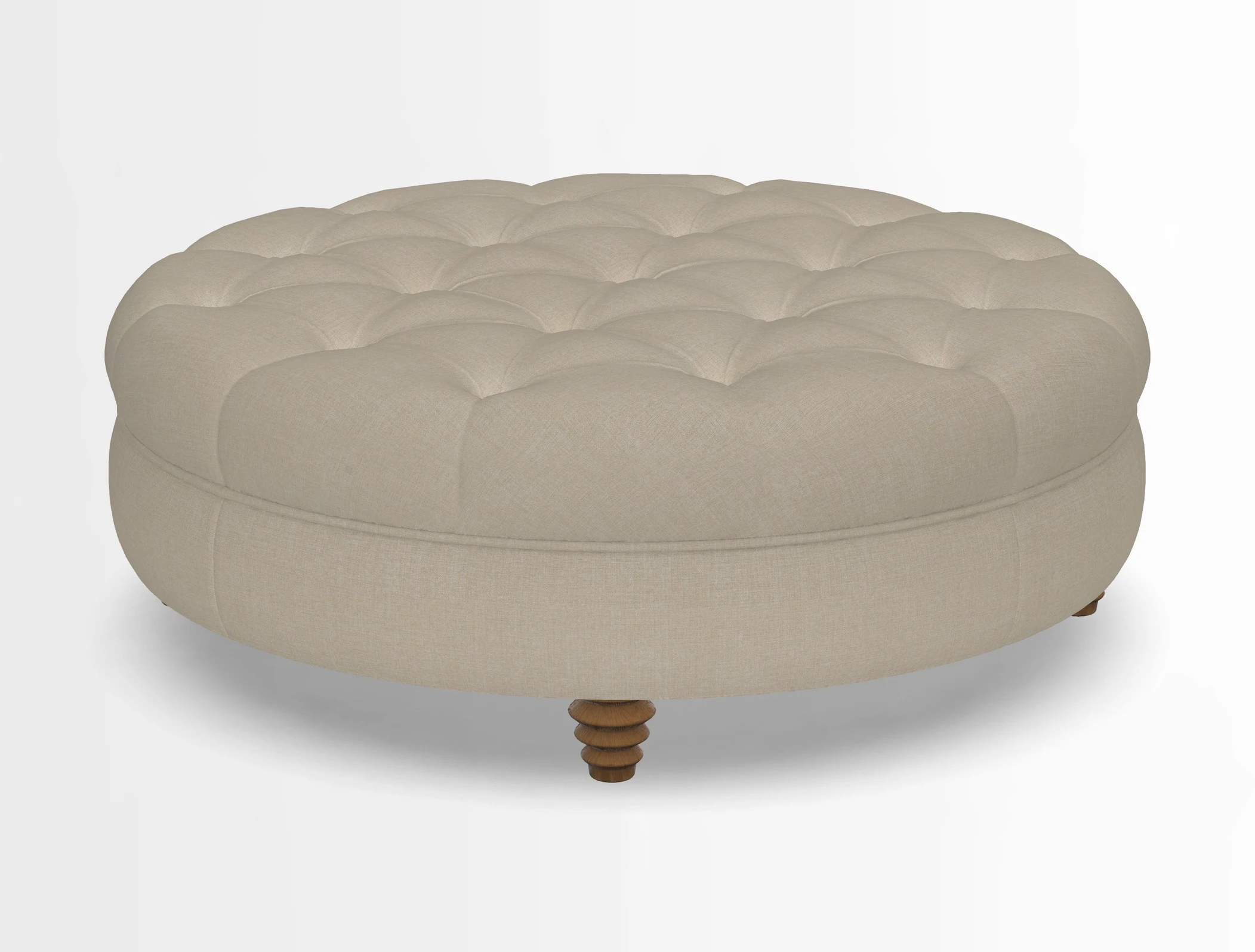 Helmsley Round Footstool in Linwood Omega Velvet Navy