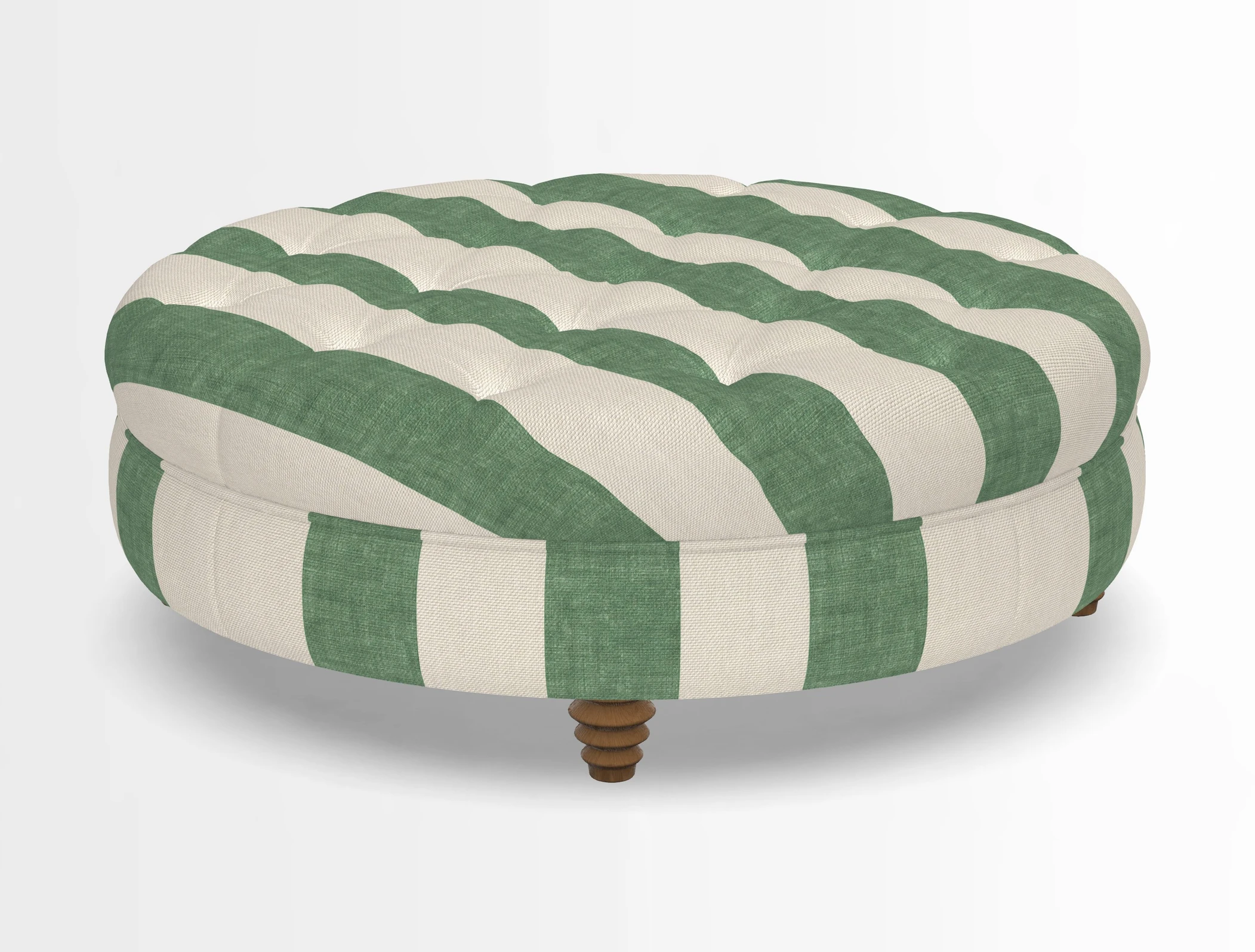 Helmsley Round Footstool in Linwood Omega Velvet Navy