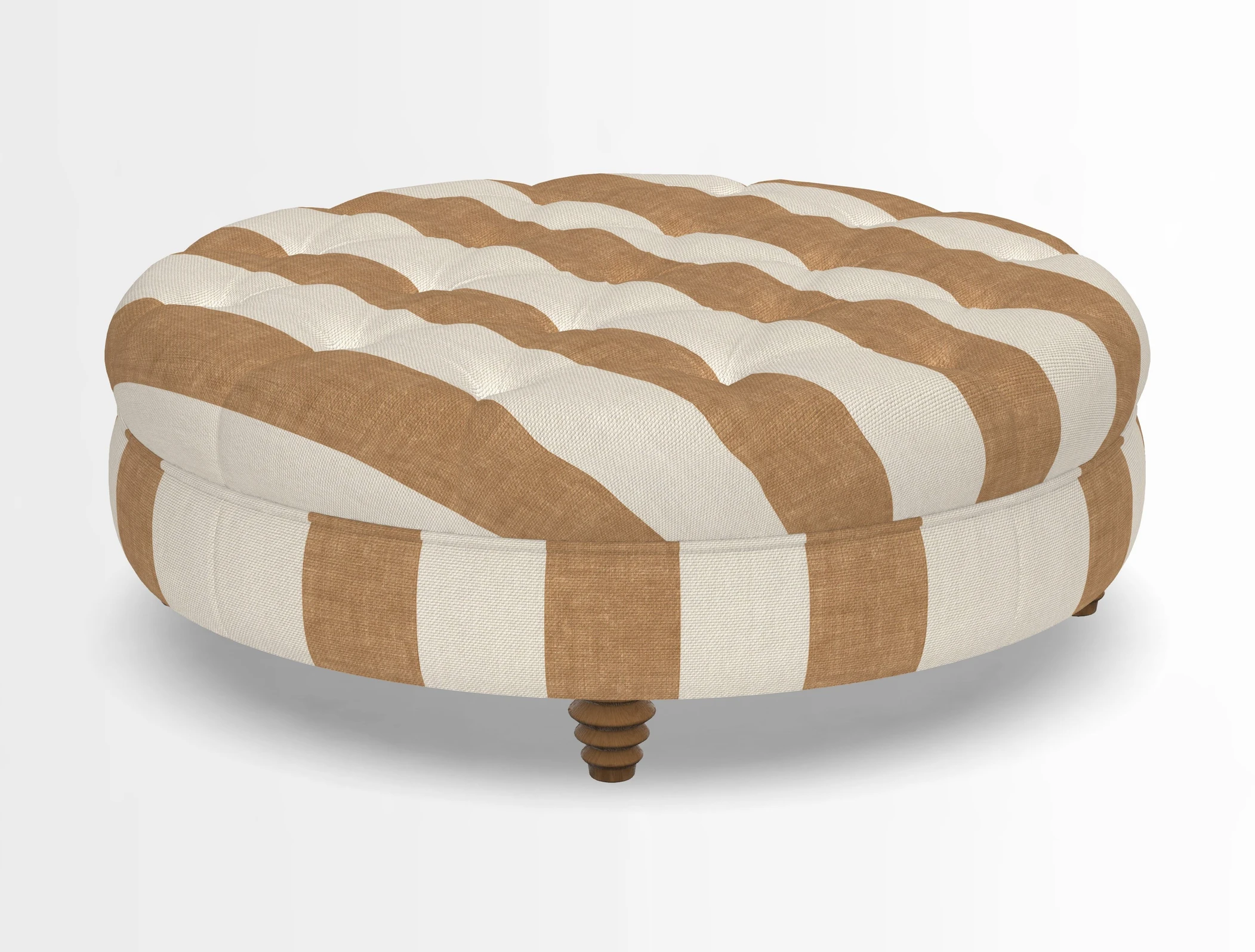 Helmsley Round Footstool in Linwood Omega Velvet Navy