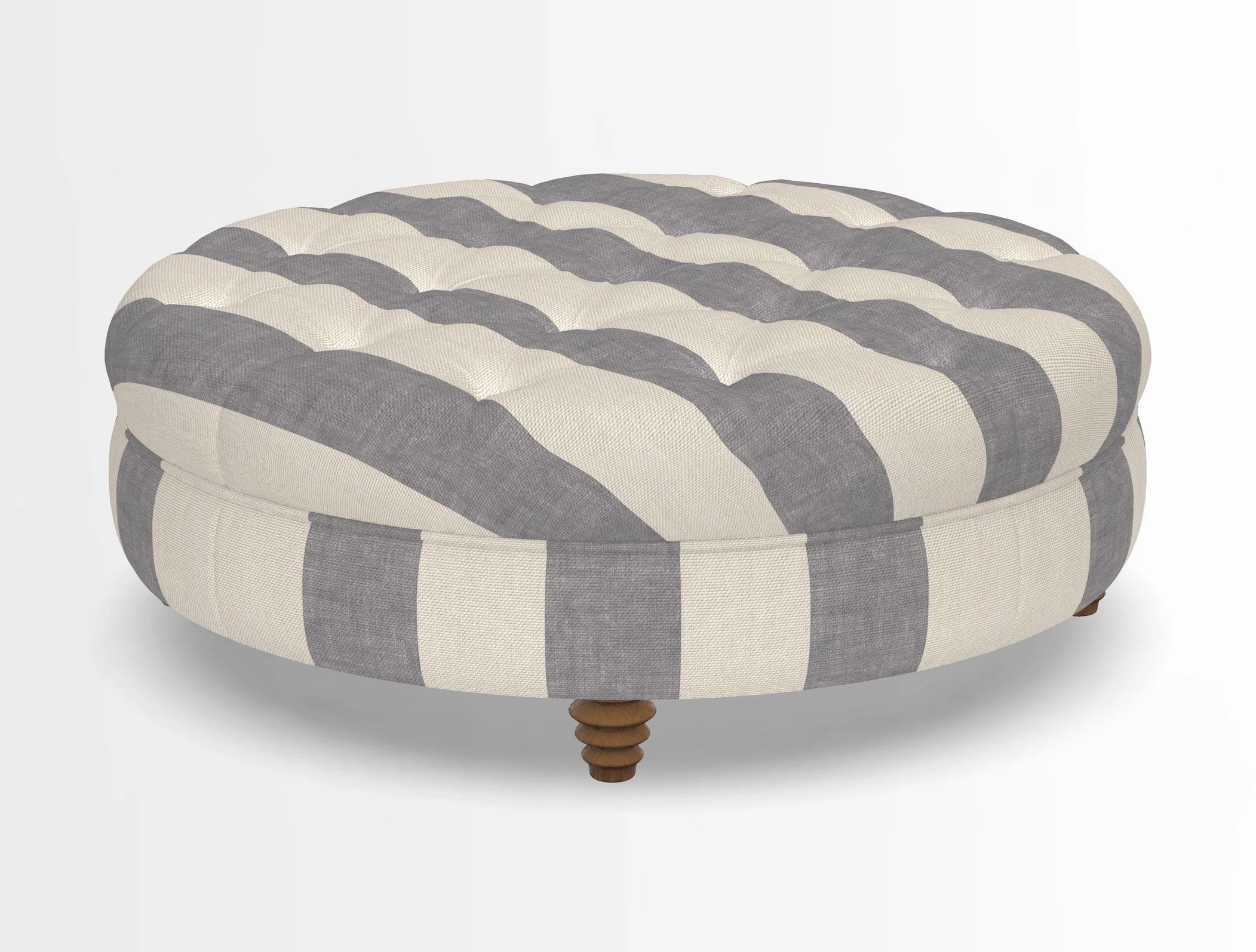 Helmsley Round Footstool in Linwood Omega Velvet Navy