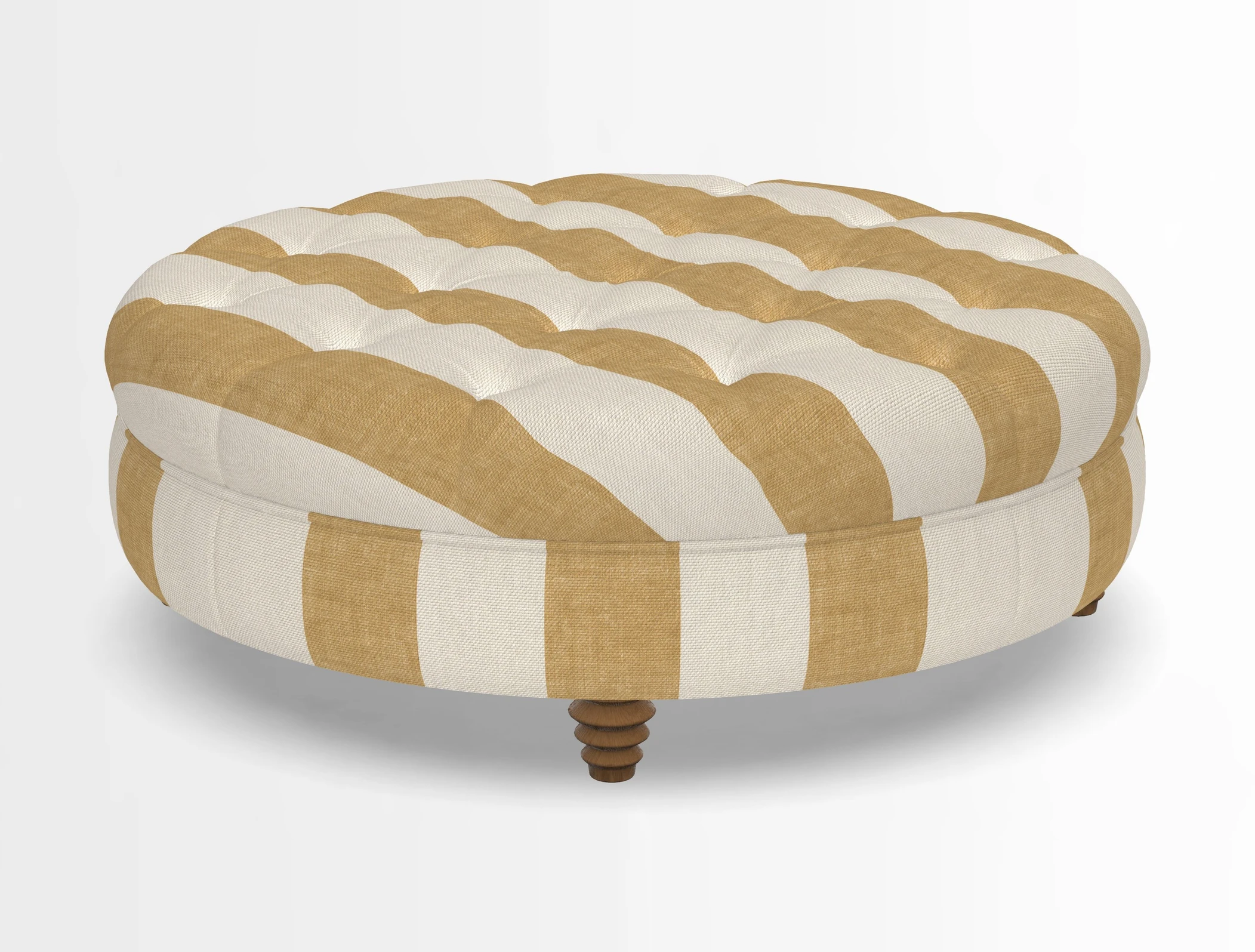 Helmsley Round Footstool in Linwood Omega Velvet Navy