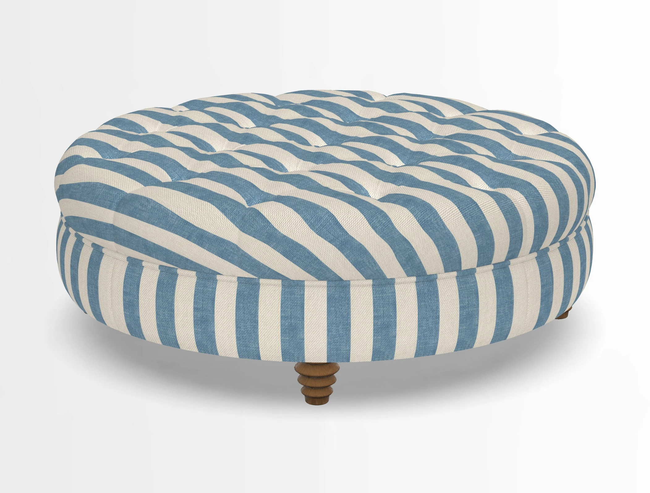 Helmsley Round Footstool in Linwood Omega Velvet Navy