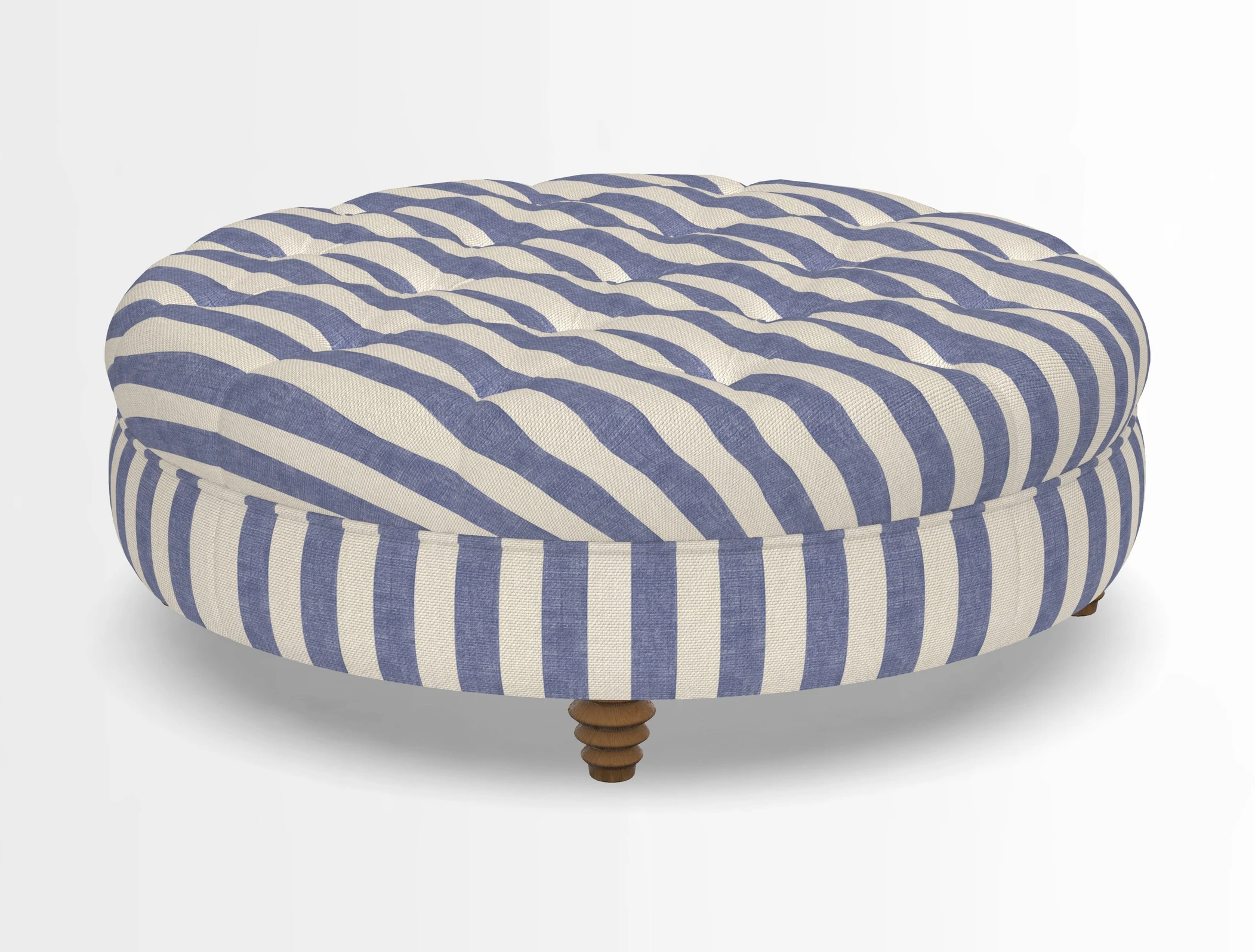 Helmsley Round Footstool in Linwood Omega Velvet Navy