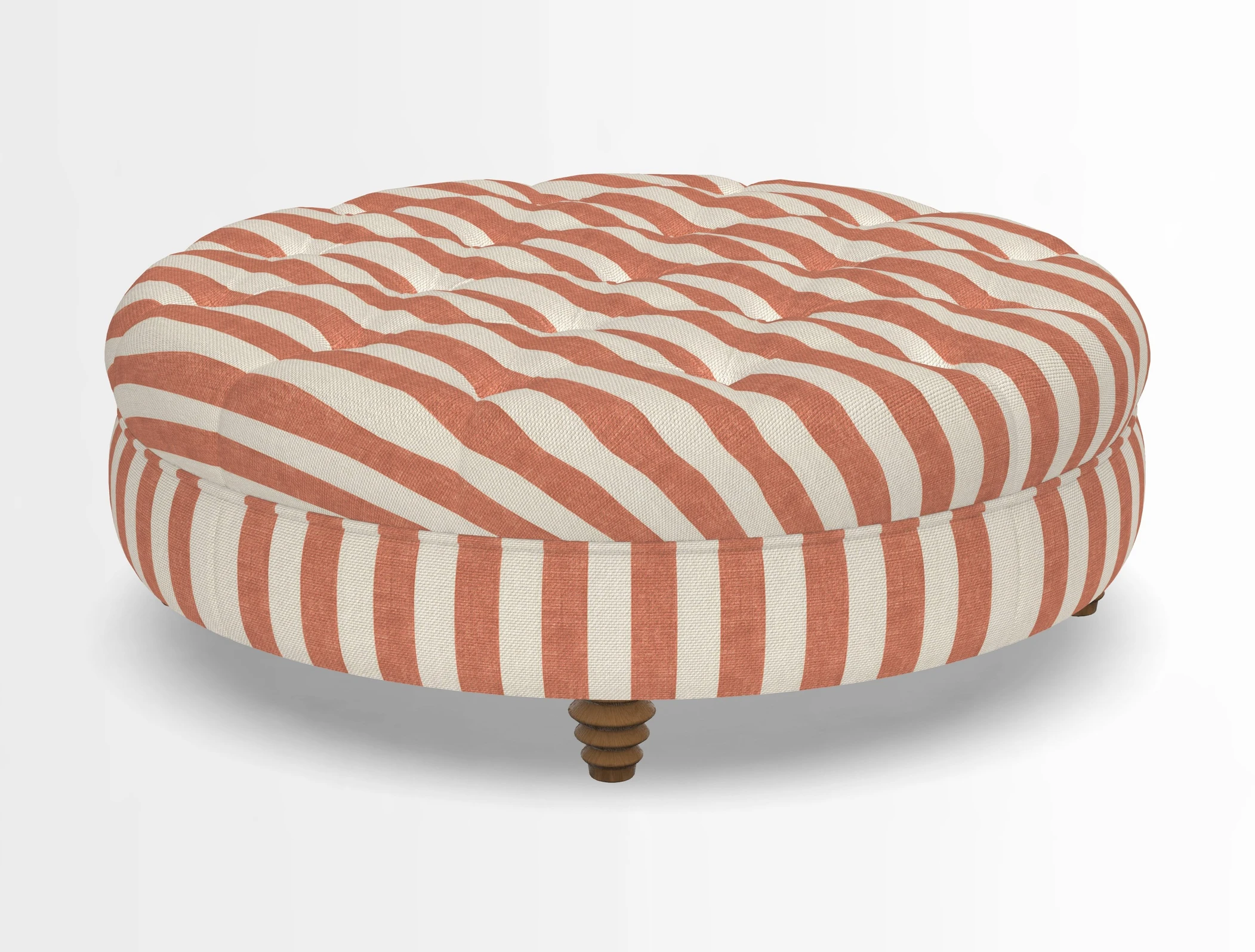 Helmsley Round Footstool in Linwood Omega Velvet Navy