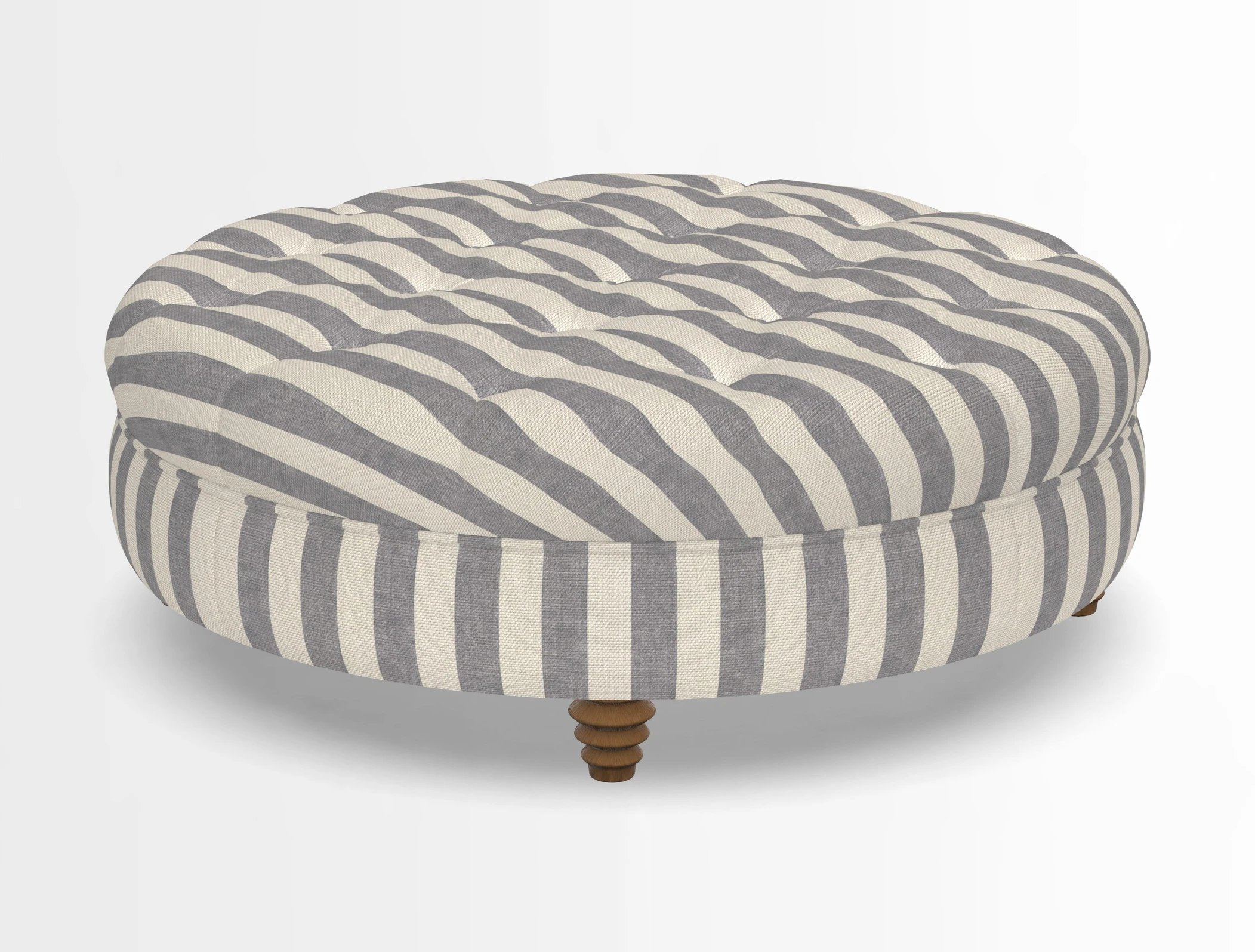 Helmsley Round Footstool in Linwood Omega Velvet Navy