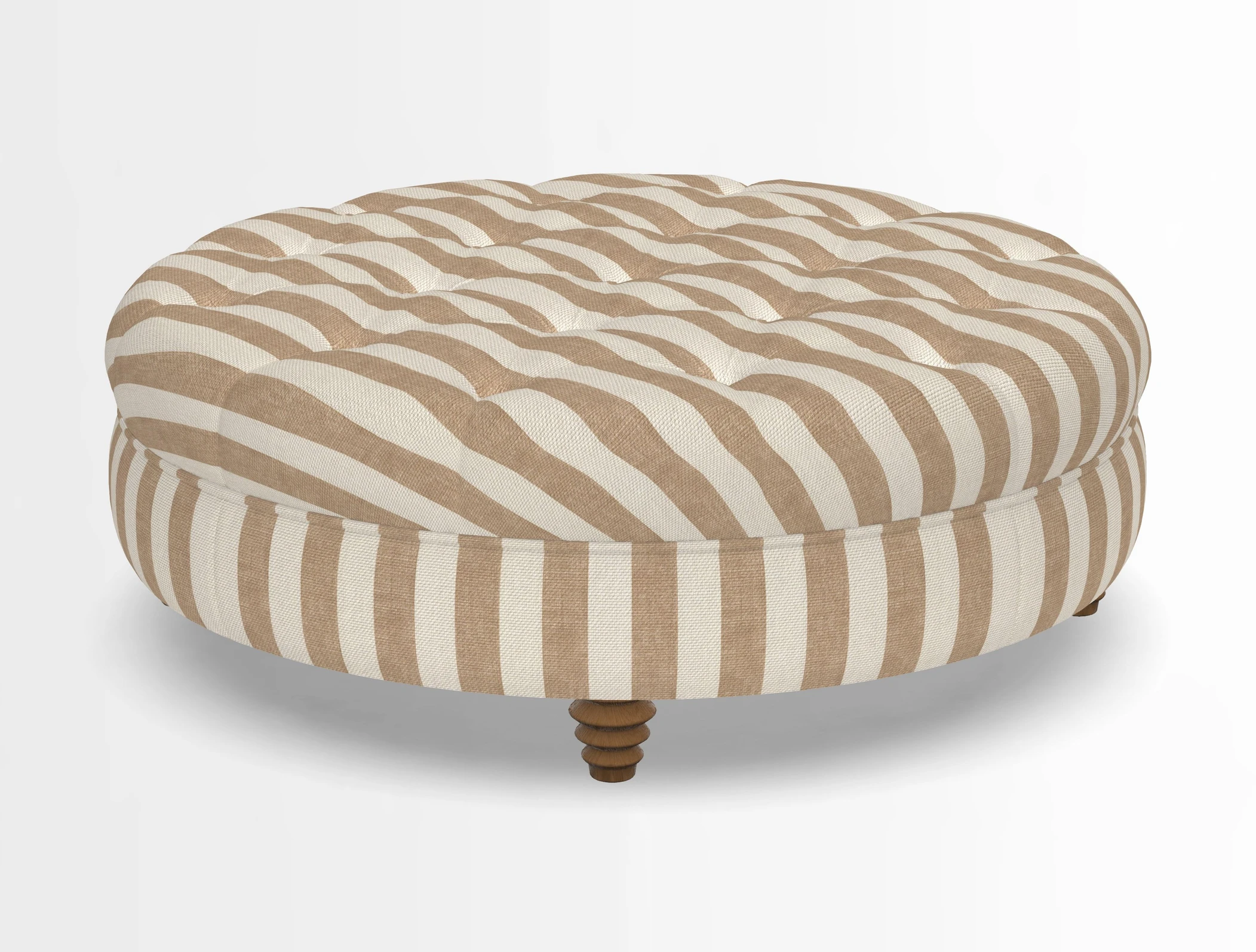 Helmsley Round Footstool in Linwood Omega Velvet Navy