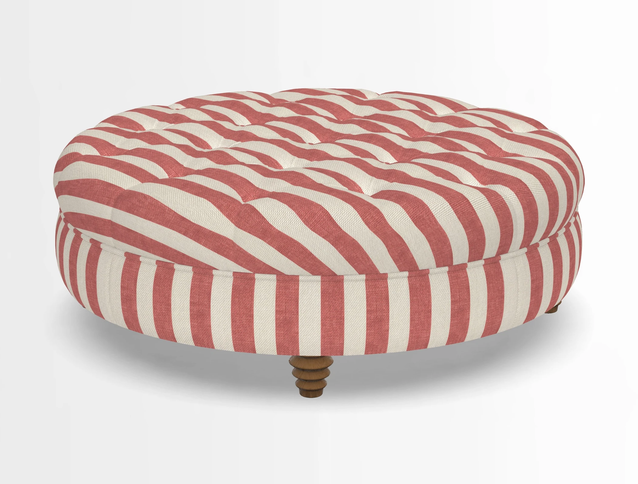 Helmsley Round Footstool in Linwood Omega Velvet Navy