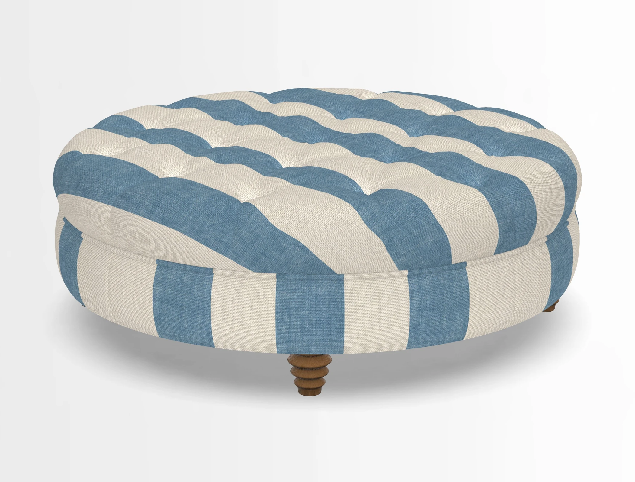 Helmsley Round Footstool in Linwood Omega Velvet Navy