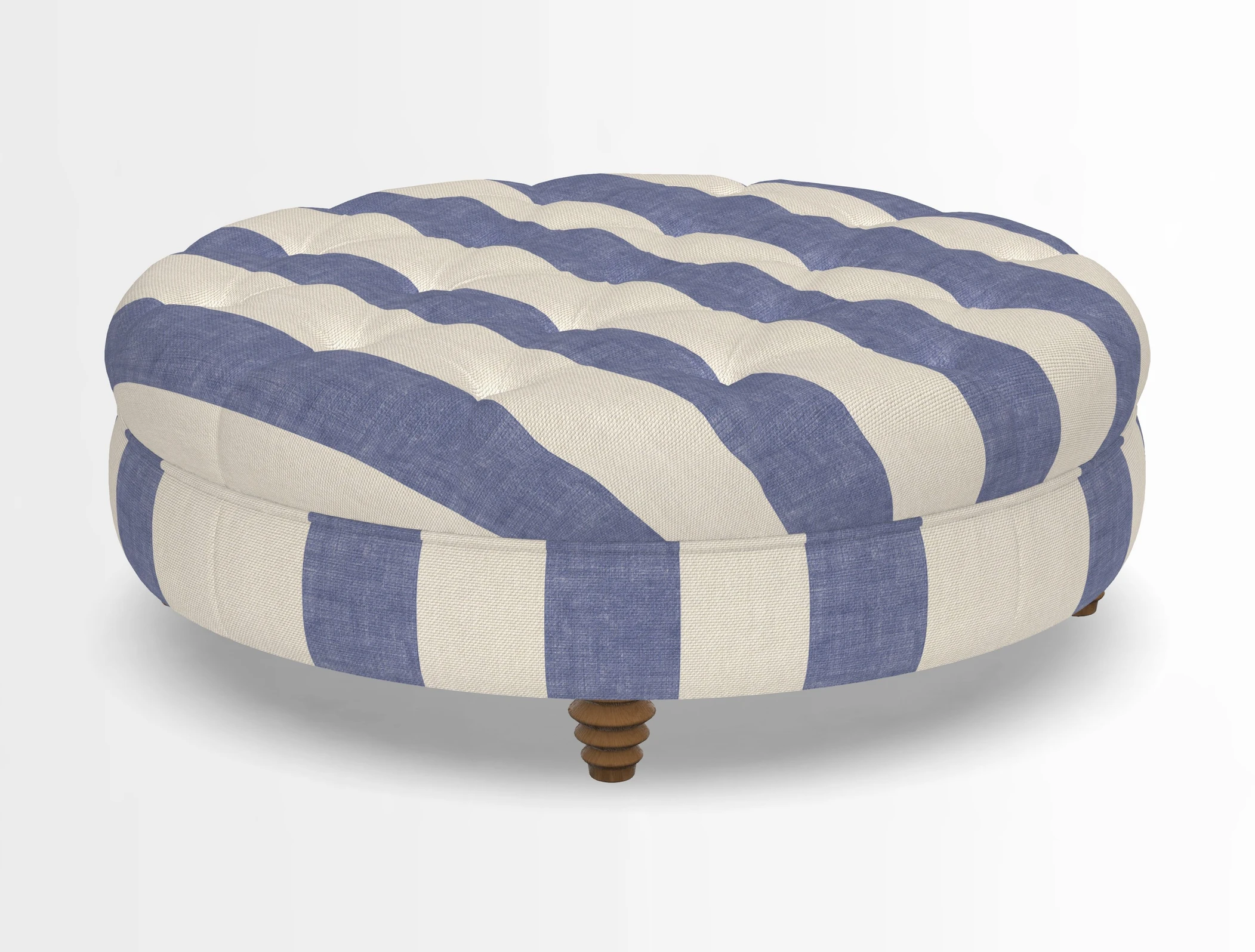 Helmsley Round Footstool in Linwood Omega Velvet Navy