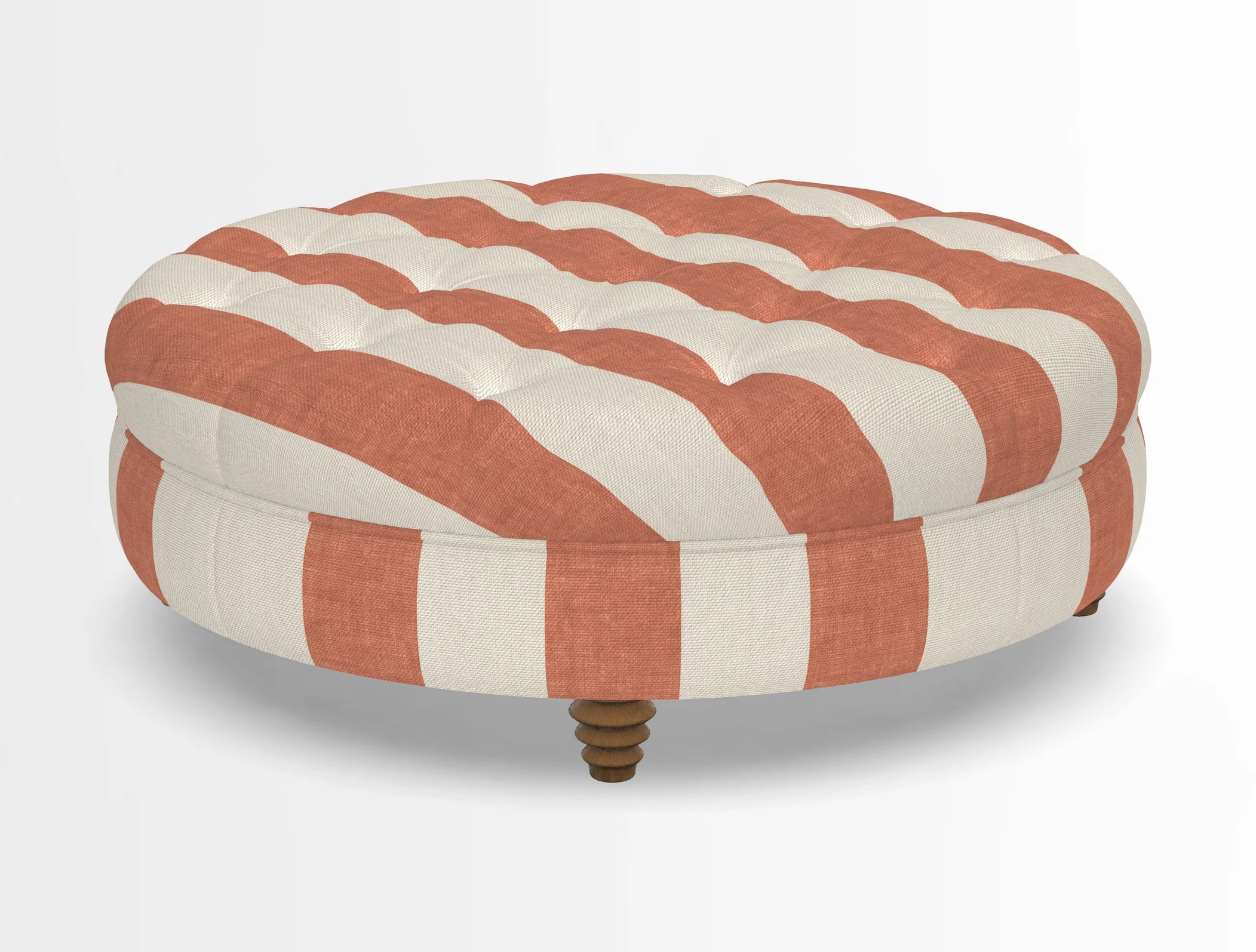 Helmsley Round Footstool in Linwood Omega Velvet Navy