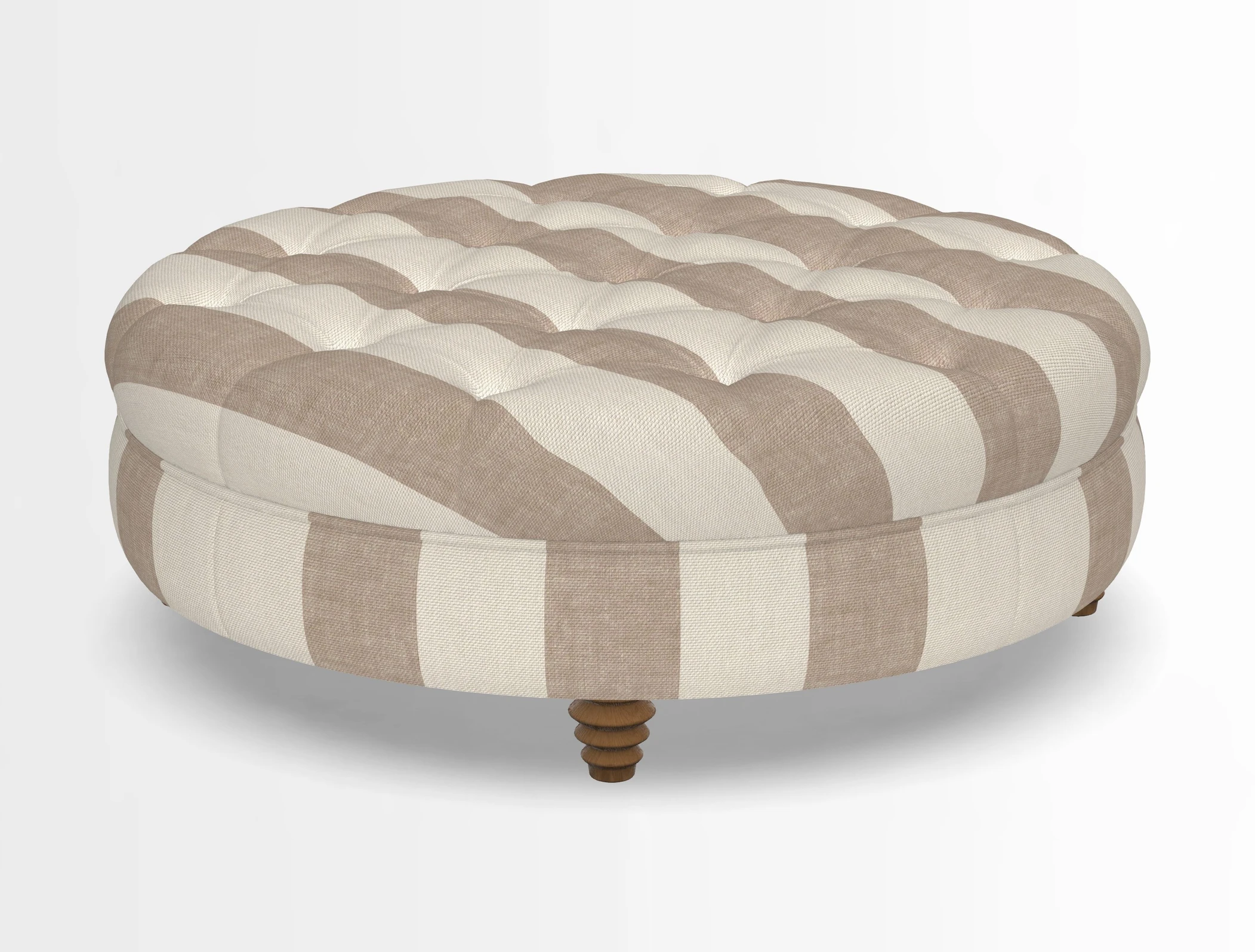 Helmsley Round Footstool in Linwood Omega Velvet Navy