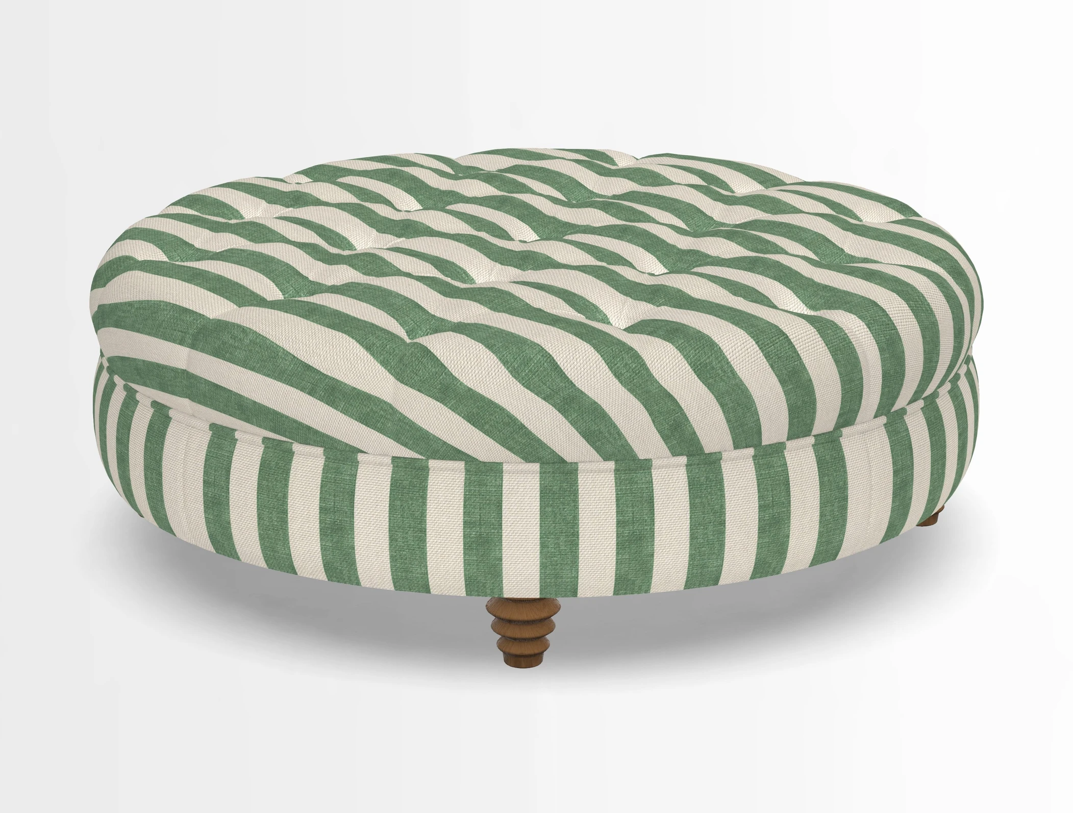 Helmsley Round Footstool in Linwood Omega Velvet Navy