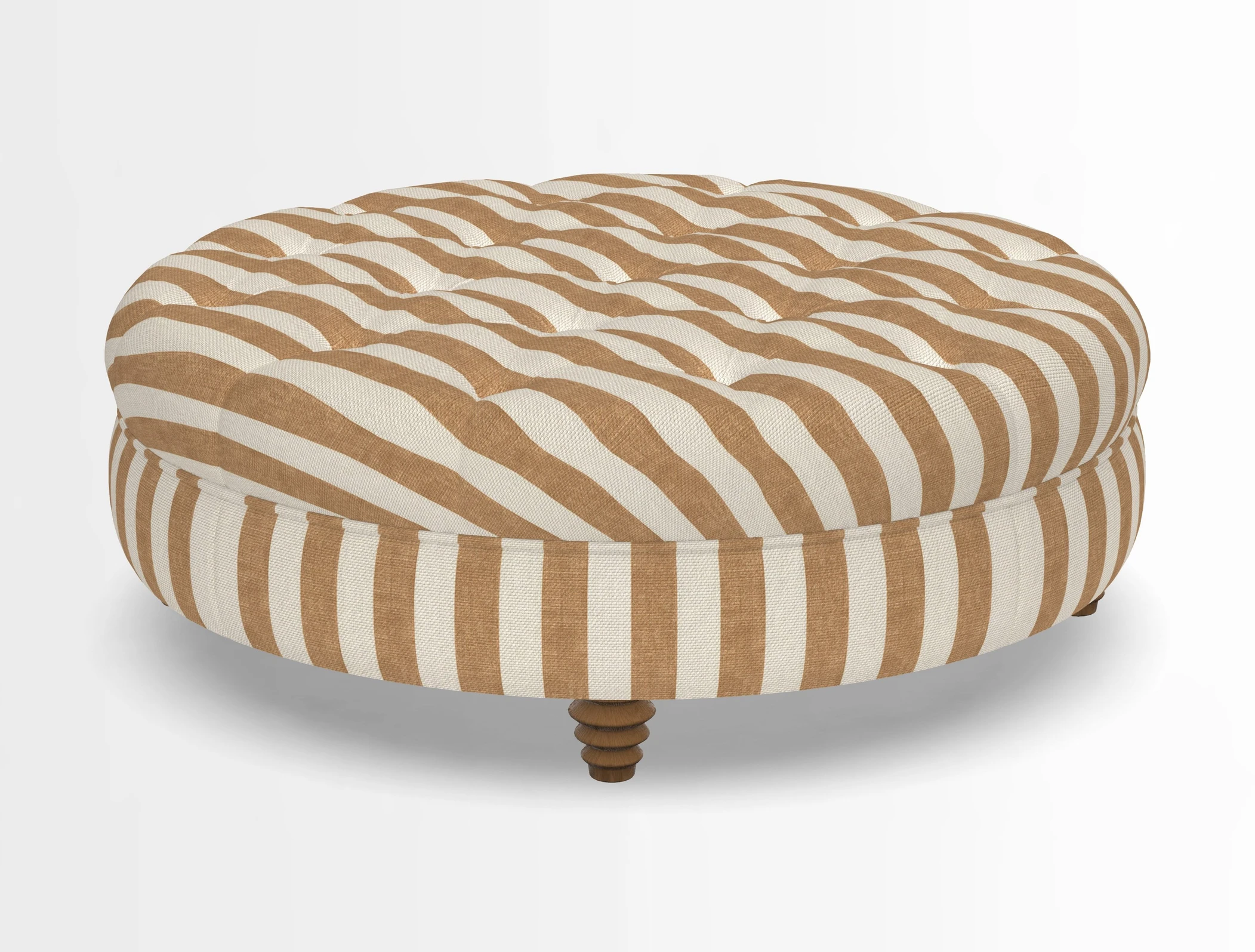 Helmsley Round Footstool in Linwood Omega Velvet Navy