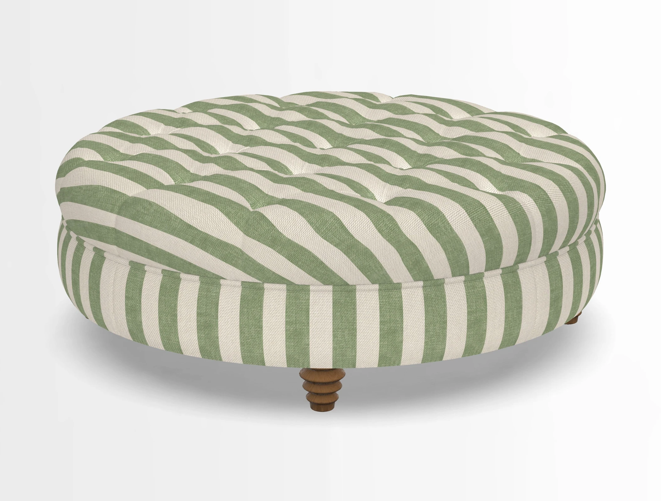 Helmsley Round Footstool in Linwood Omega Velvet Navy