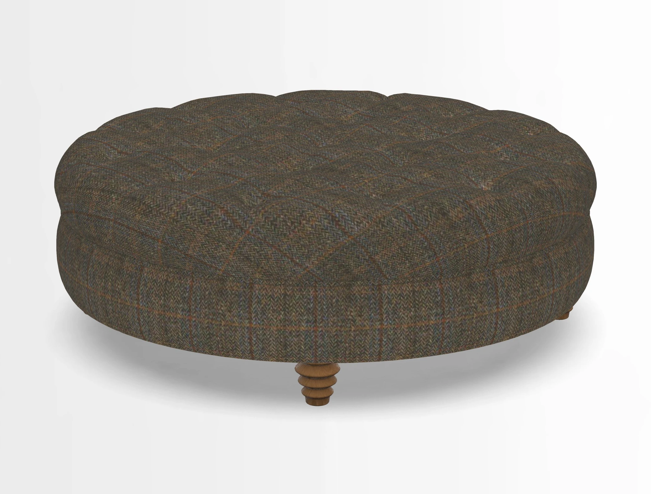 Helmsley Round Footstool in Linwood Omega Velvet Navy