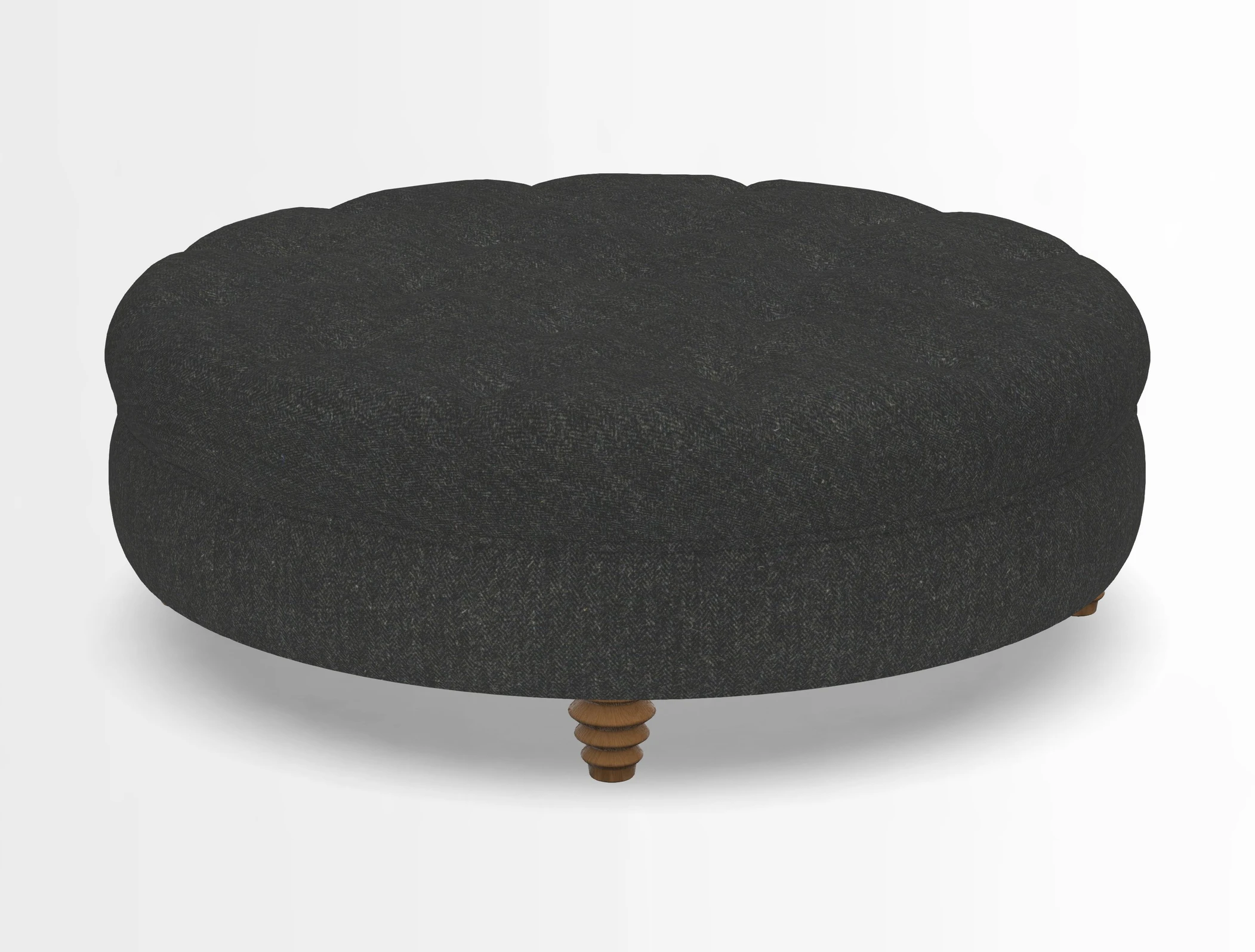 Helmsley Round Footstool in Linwood Omega Velvet Navy