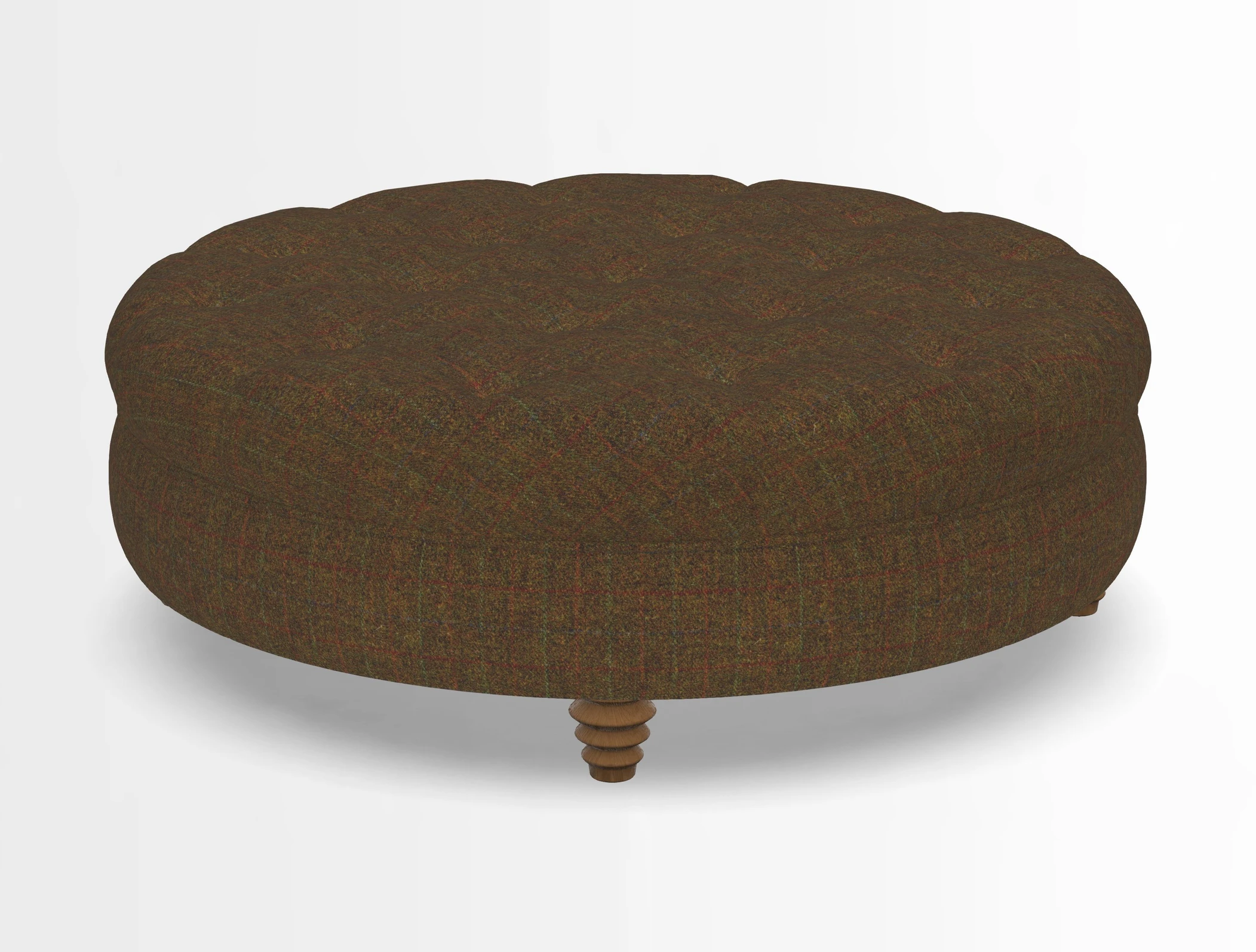 Helmsley Round Footstool in Linwood Omega Velvet Navy