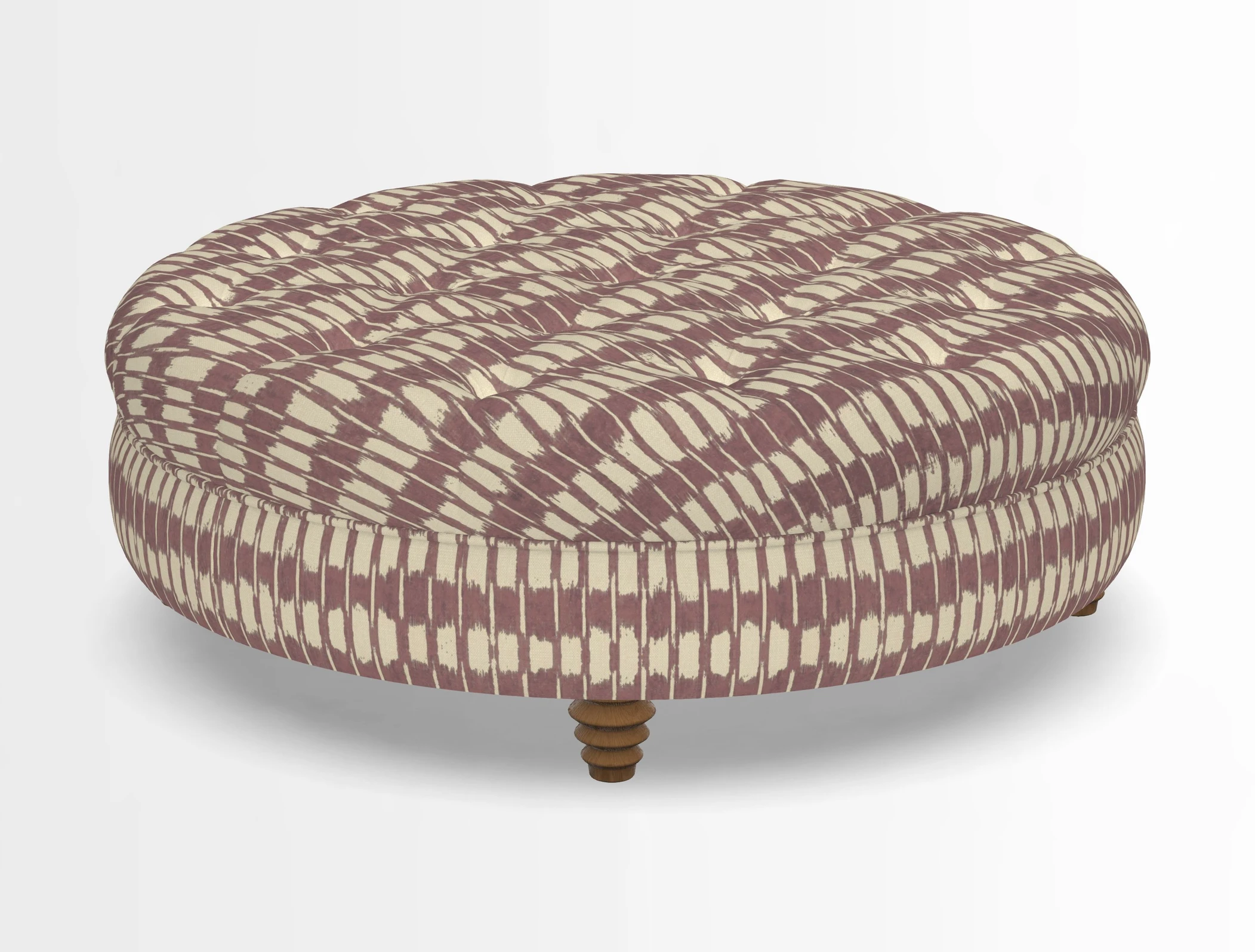 Helmsley Round Footstool in Linwood Omega Velvet Navy
