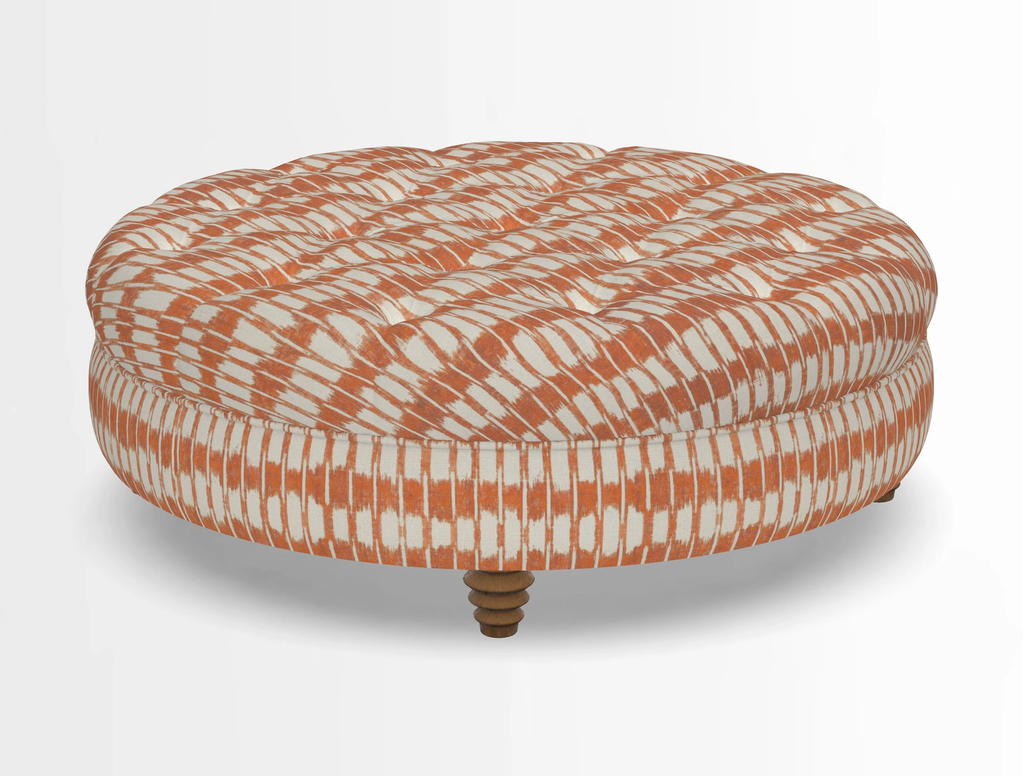 Helmsley Round Footstool in Linwood Omega Velvet Navy