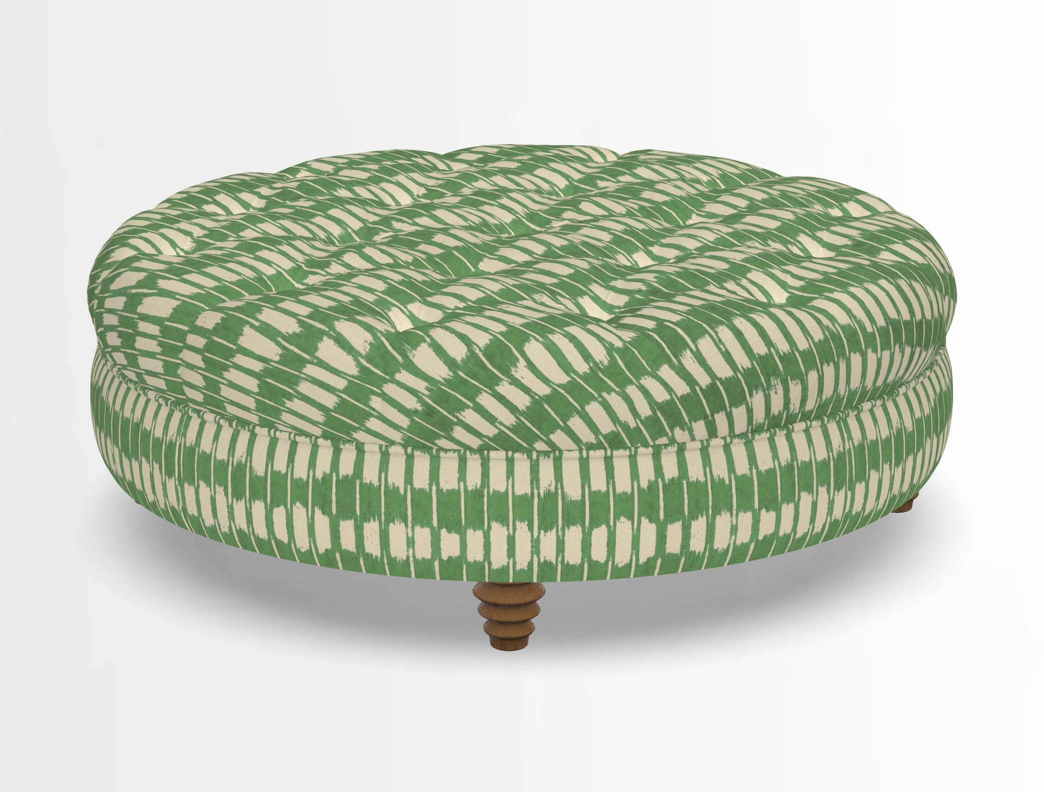 Helmsley Round Footstool in Linwood Omega Velvet Navy
