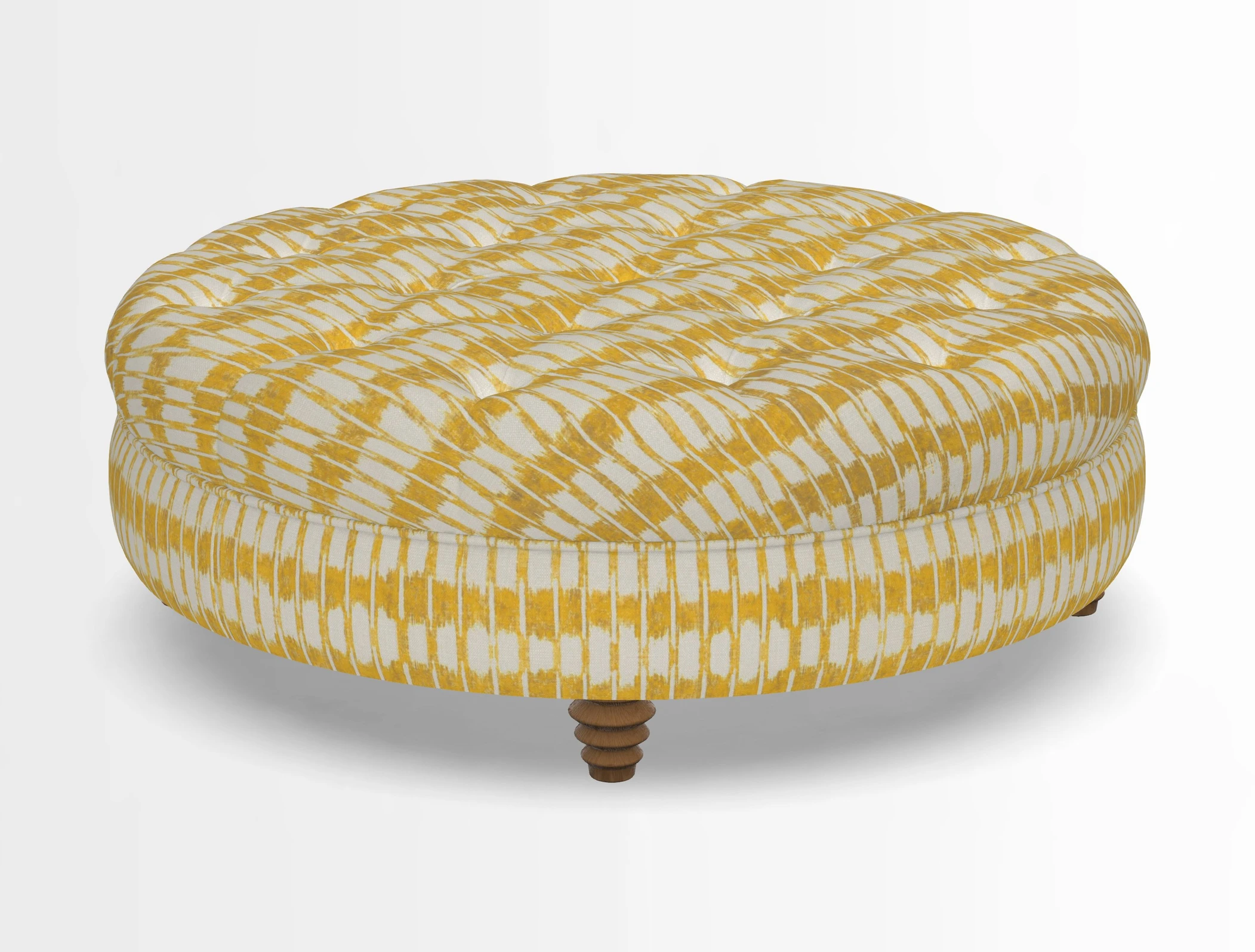 Helmsley Round Footstool in Linwood Omega Velvet Navy