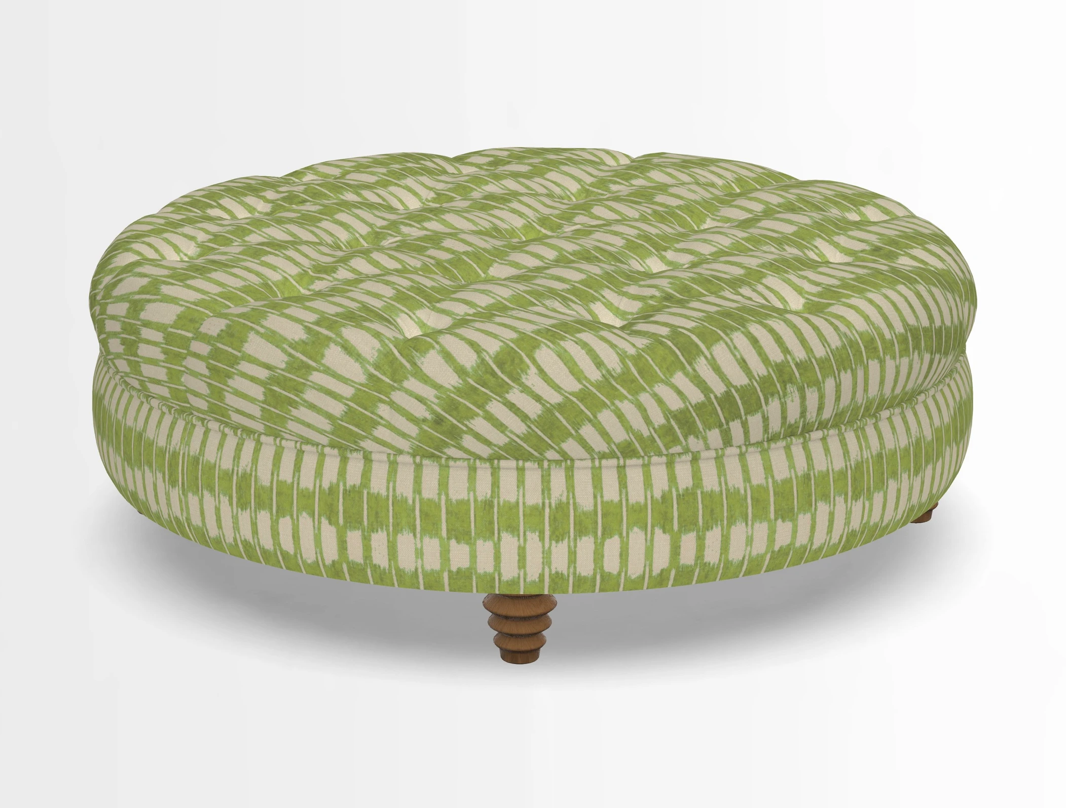 Helmsley Round Footstool in Linwood Omega Velvet Navy