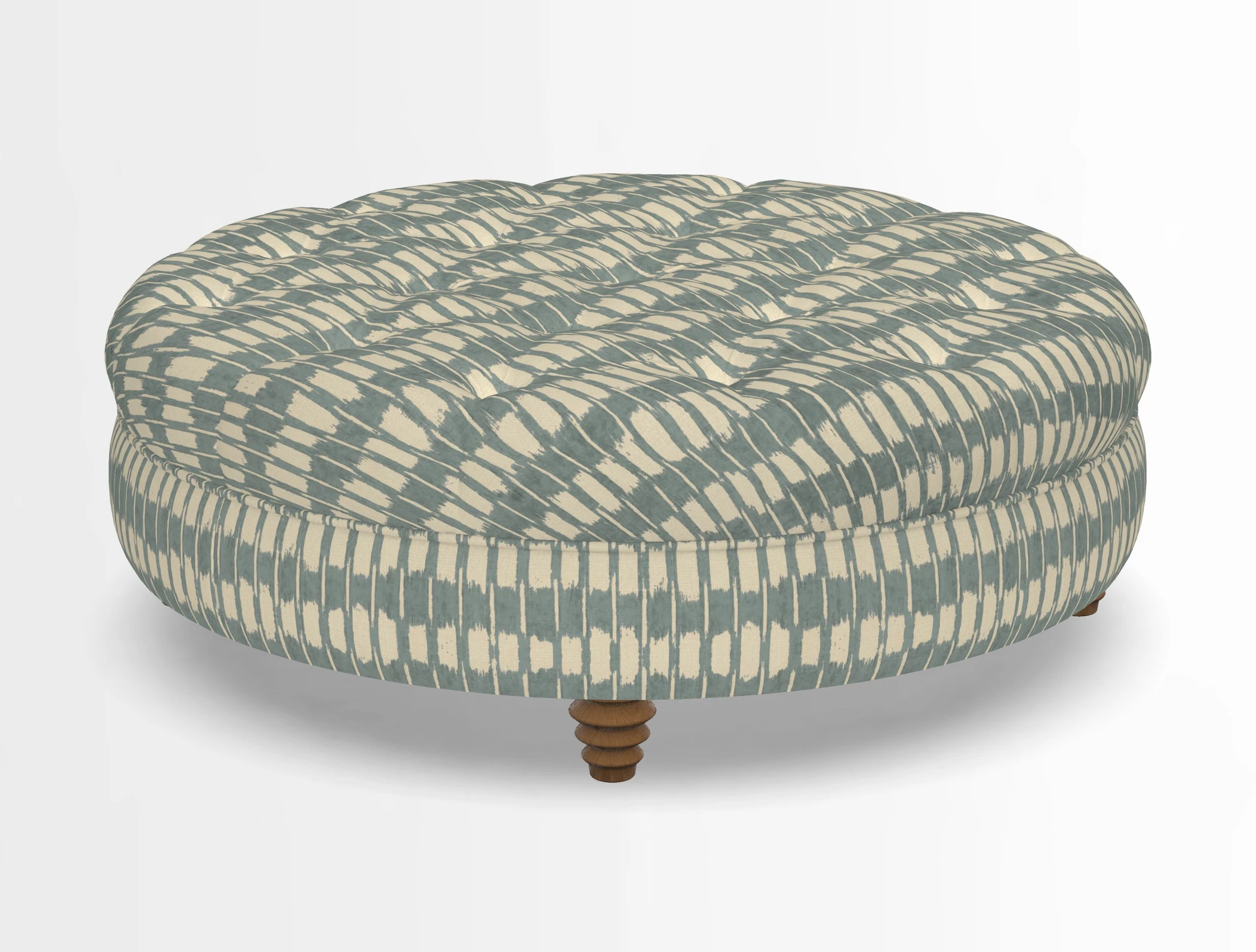 Helmsley Round Footstool in Linwood Omega Velvet Navy