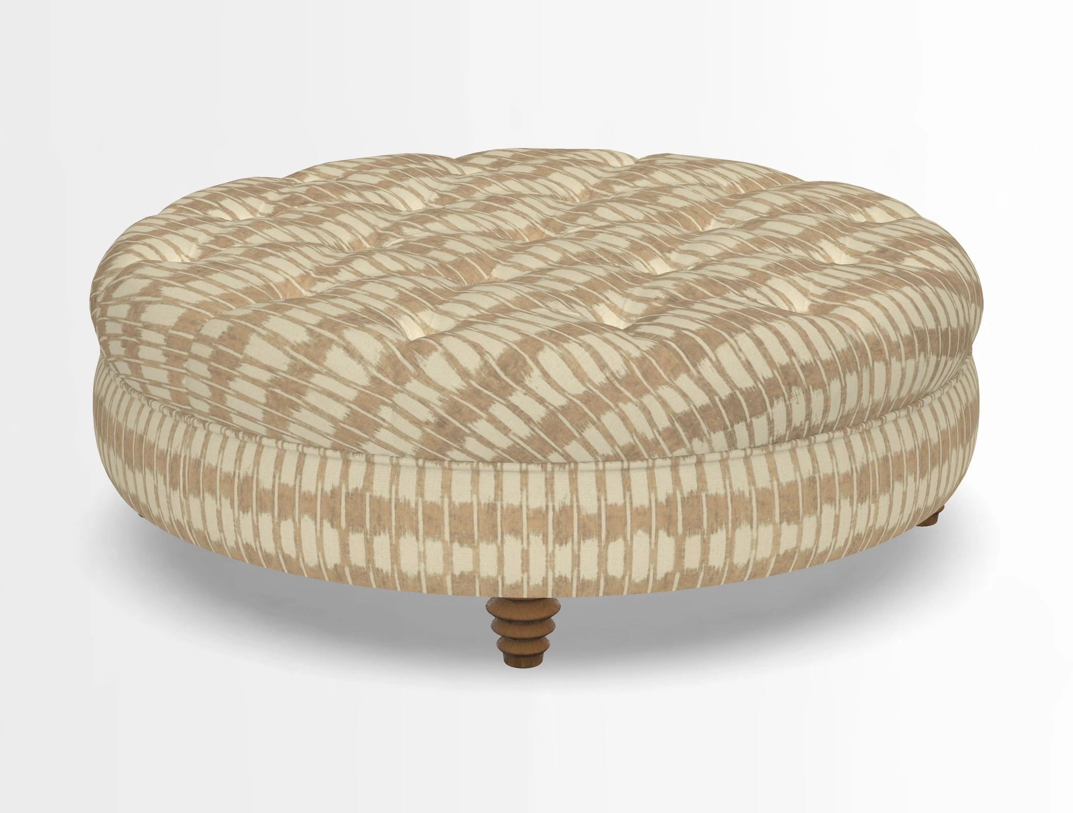 Helmsley Round Footstool in Linwood Omega Velvet Navy