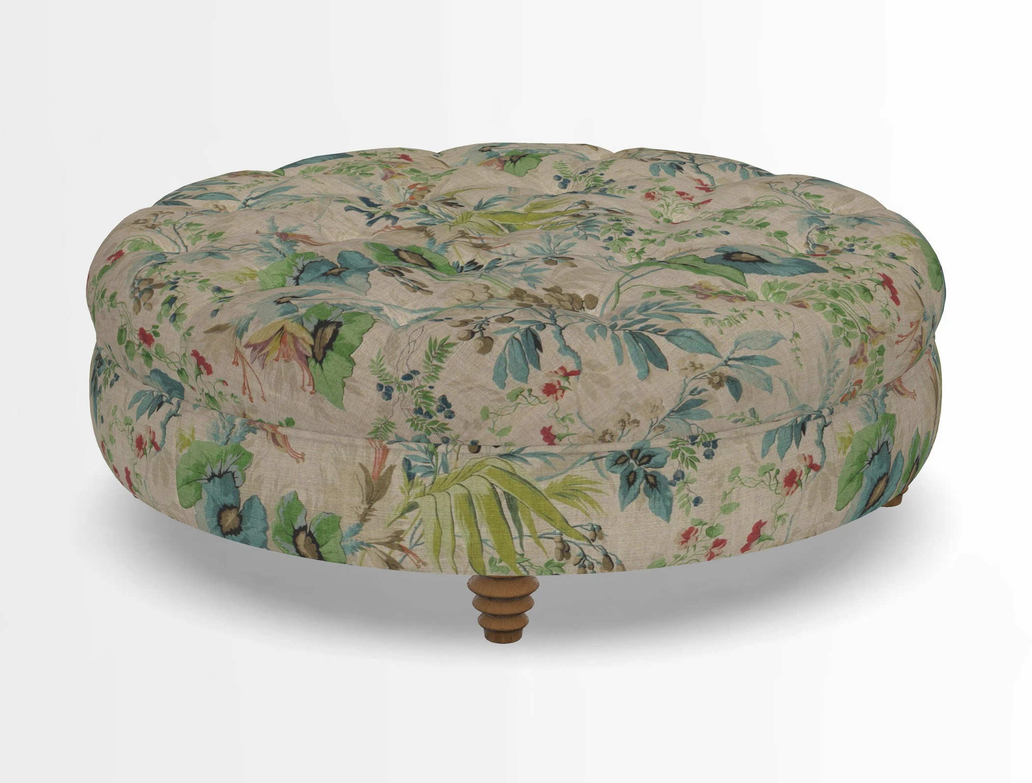 Helmsley Round Footstool in Linwood Omega Velvet Navy