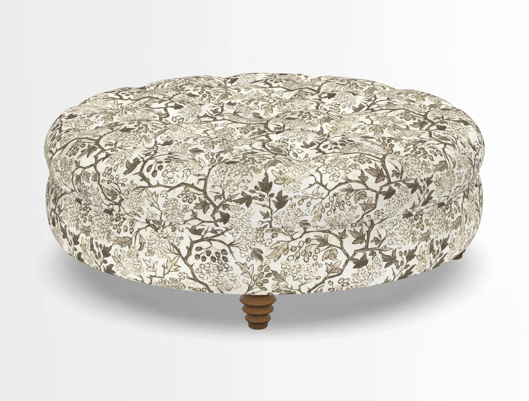Helmsley Round Footstool in Linwood Omega Velvet Navy