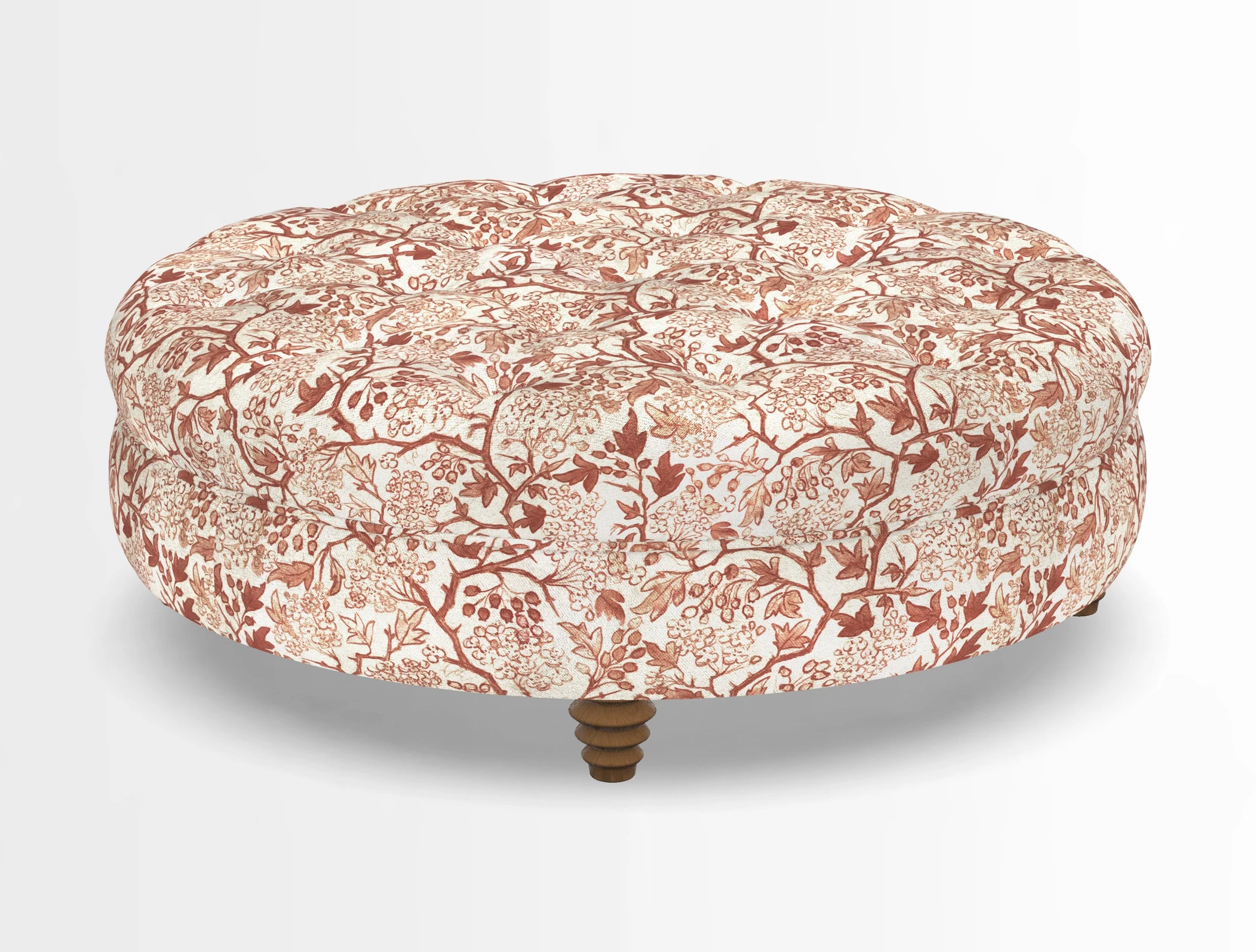 Helmsley Round Footstool in Linwood Omega Velvet Navy