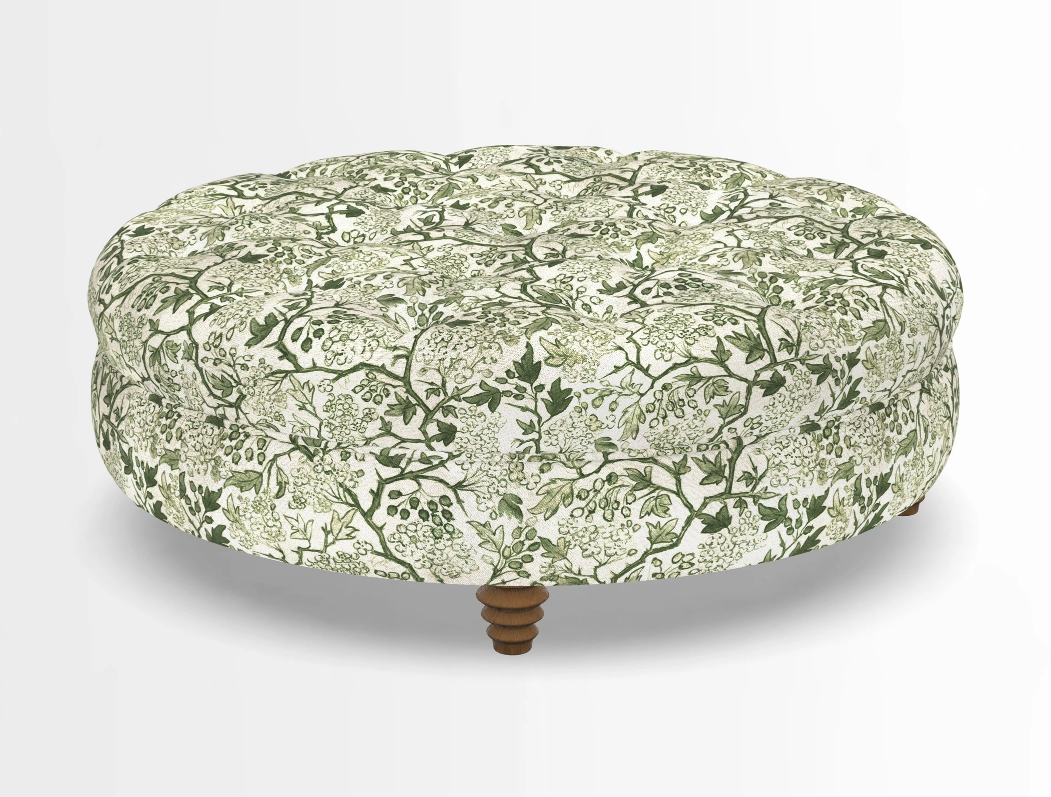 Helmsley Round Footstool in Linwood Omega Velvet Navy