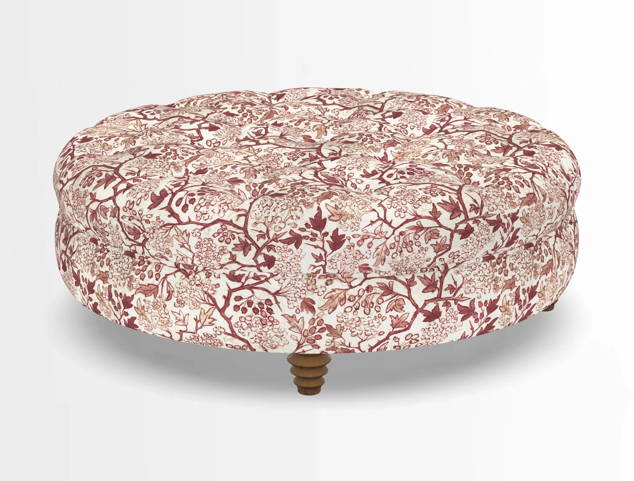 Helmsley Round Footstool in Linwood Omega Velvet Navy