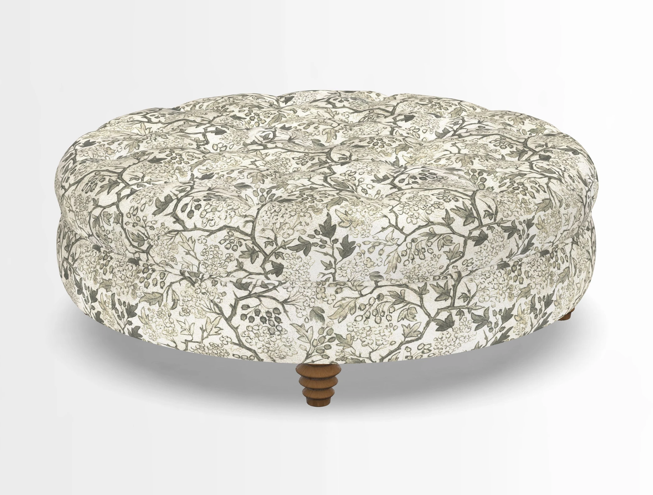 Helmsley Round Footstool in Linwood Omega Velvet Navy